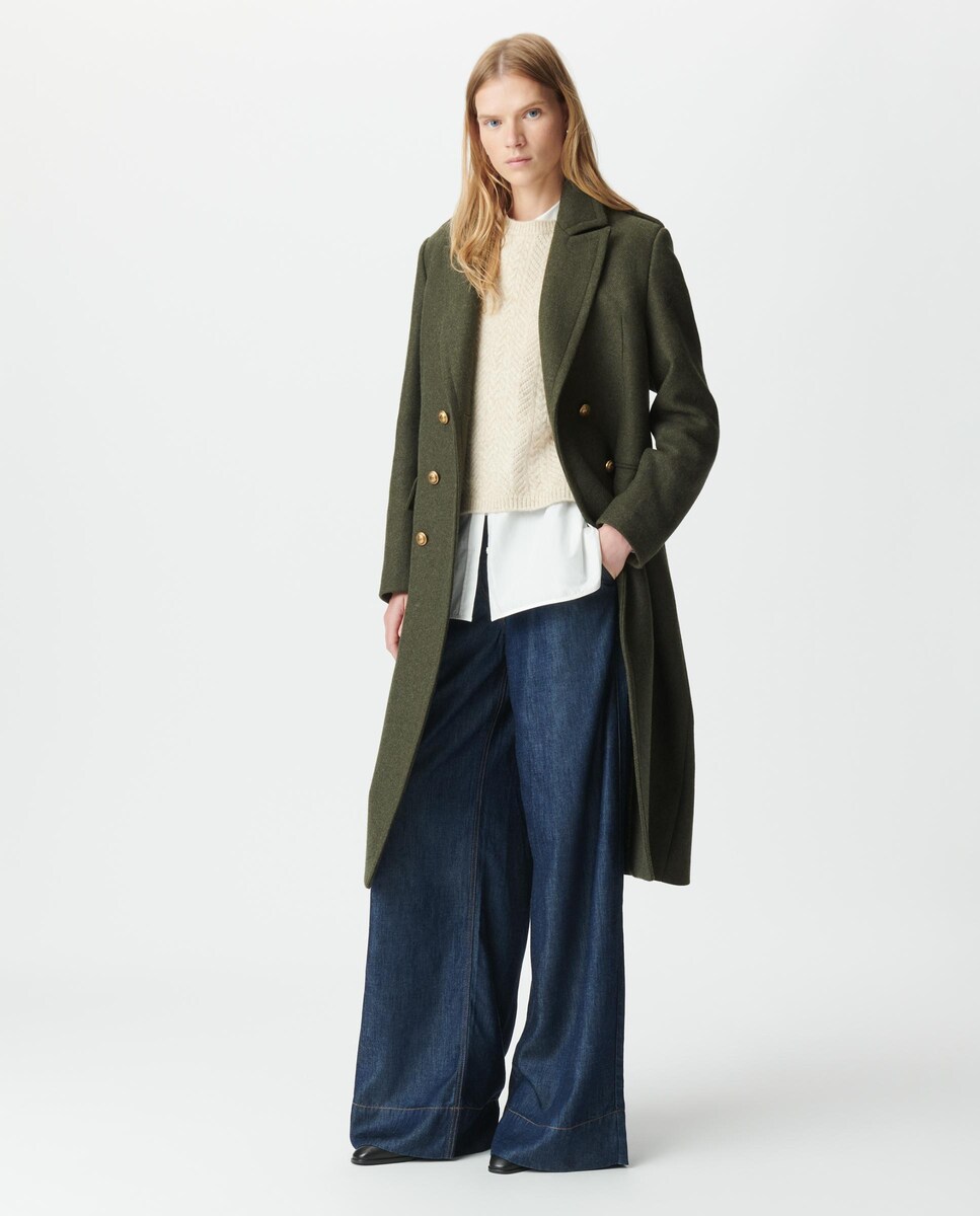 Abrigo de paño de mujer largo con botones grabados · IKKS · El