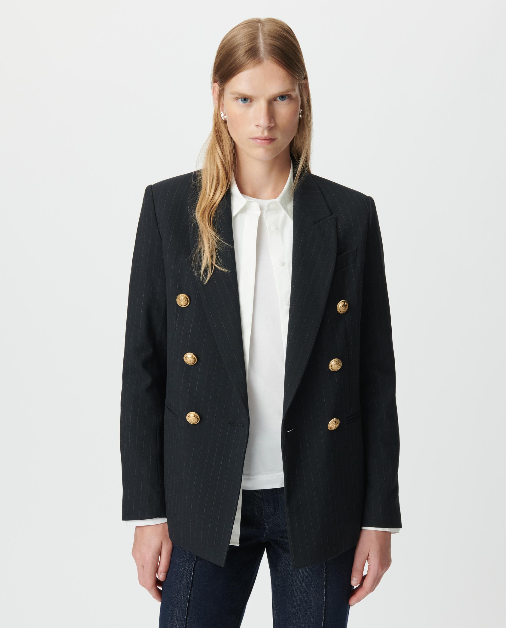 IKKS - Blazer de mujer a rayas con botones de metal.