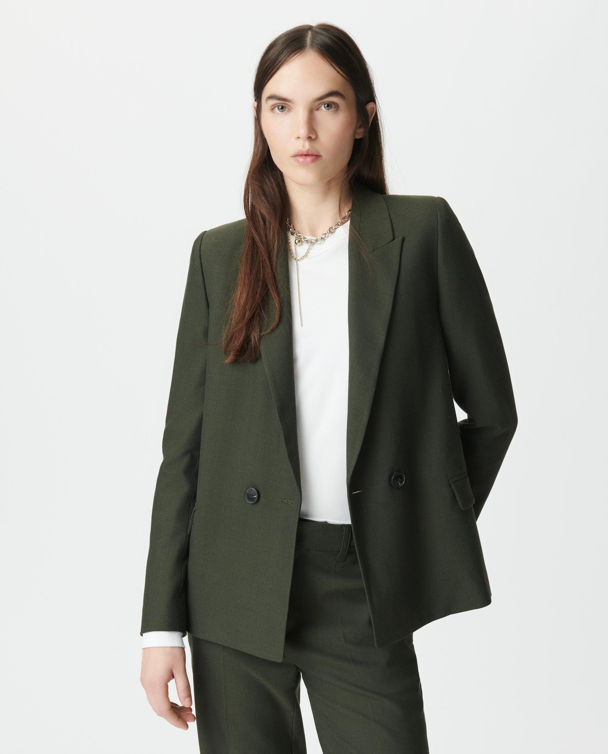 IKKS - Blazer de mujer con cierre cruzado y panel de capucha extraíble.