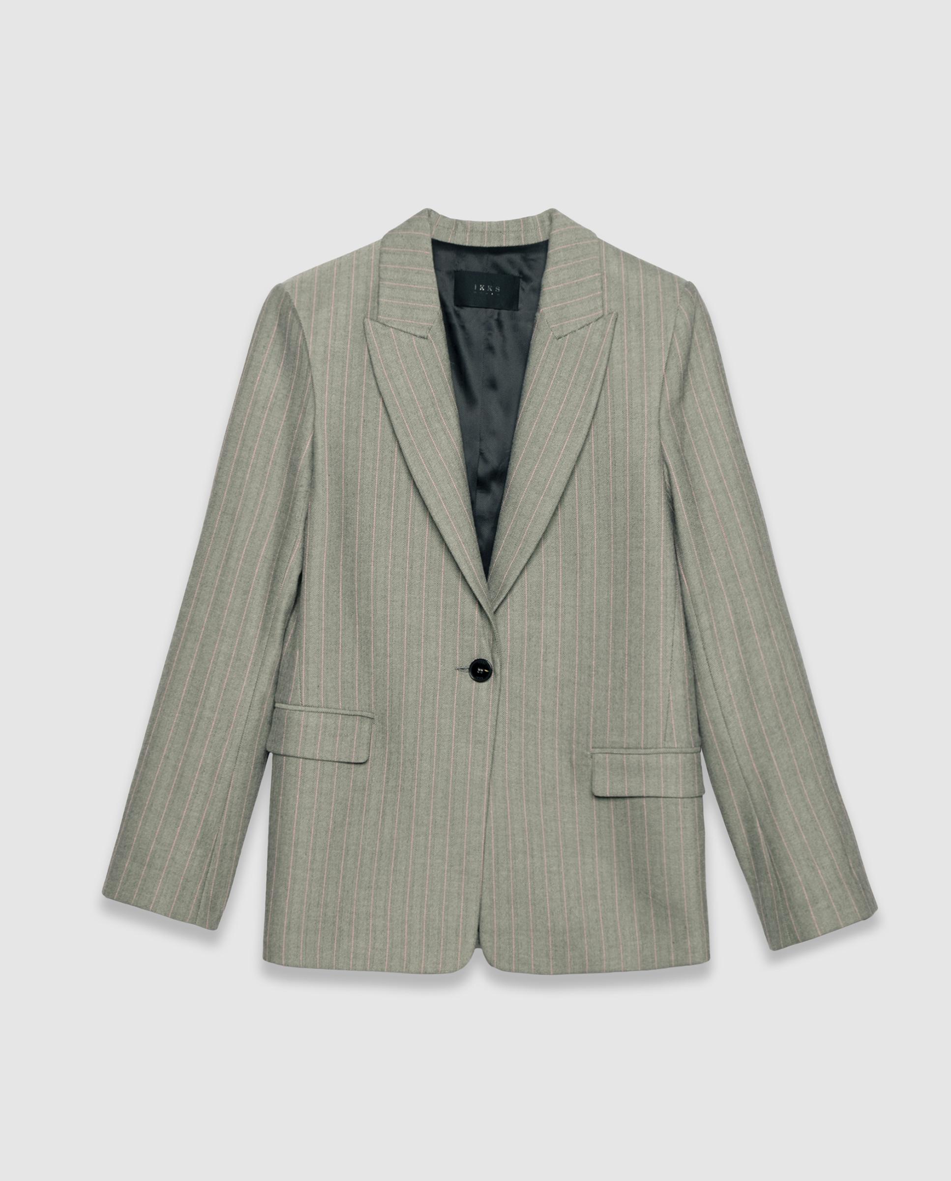 IKKS - Blazer de mujer a rayas con bolsillos de solapa.