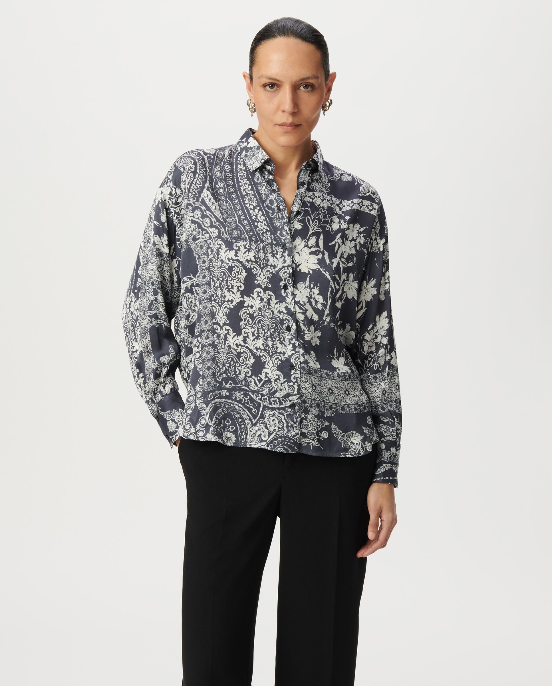 Camisa de mujer de manga larga - IKKS - Azul índigo Azul índigo-2