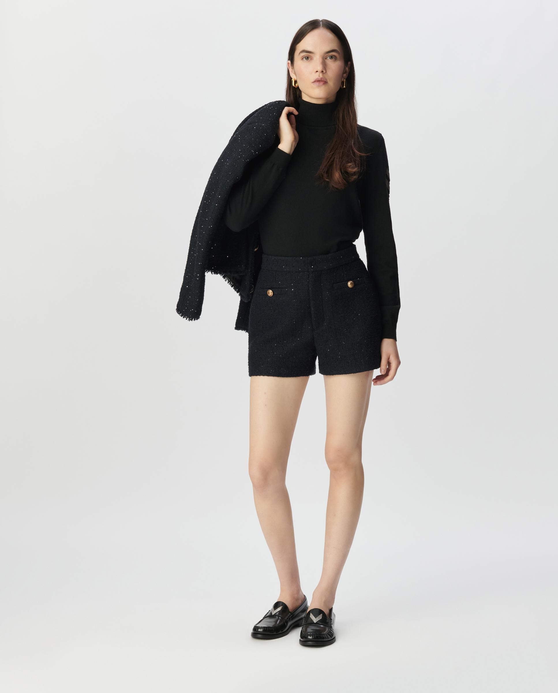 IKKS - Bermuda de mujer efecto tweed con mini lentejuelas.