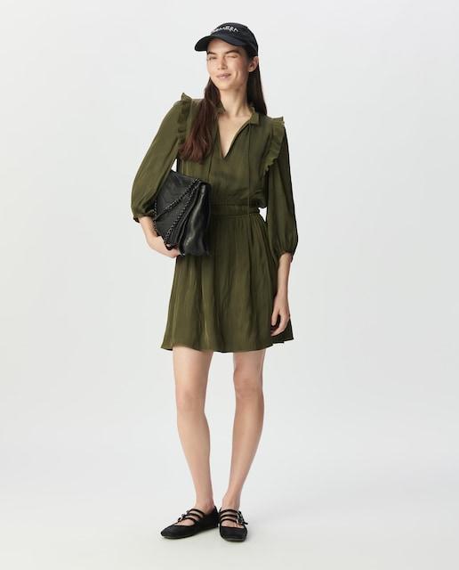 Imagen 0 de Vestido plisado de satén con volantes