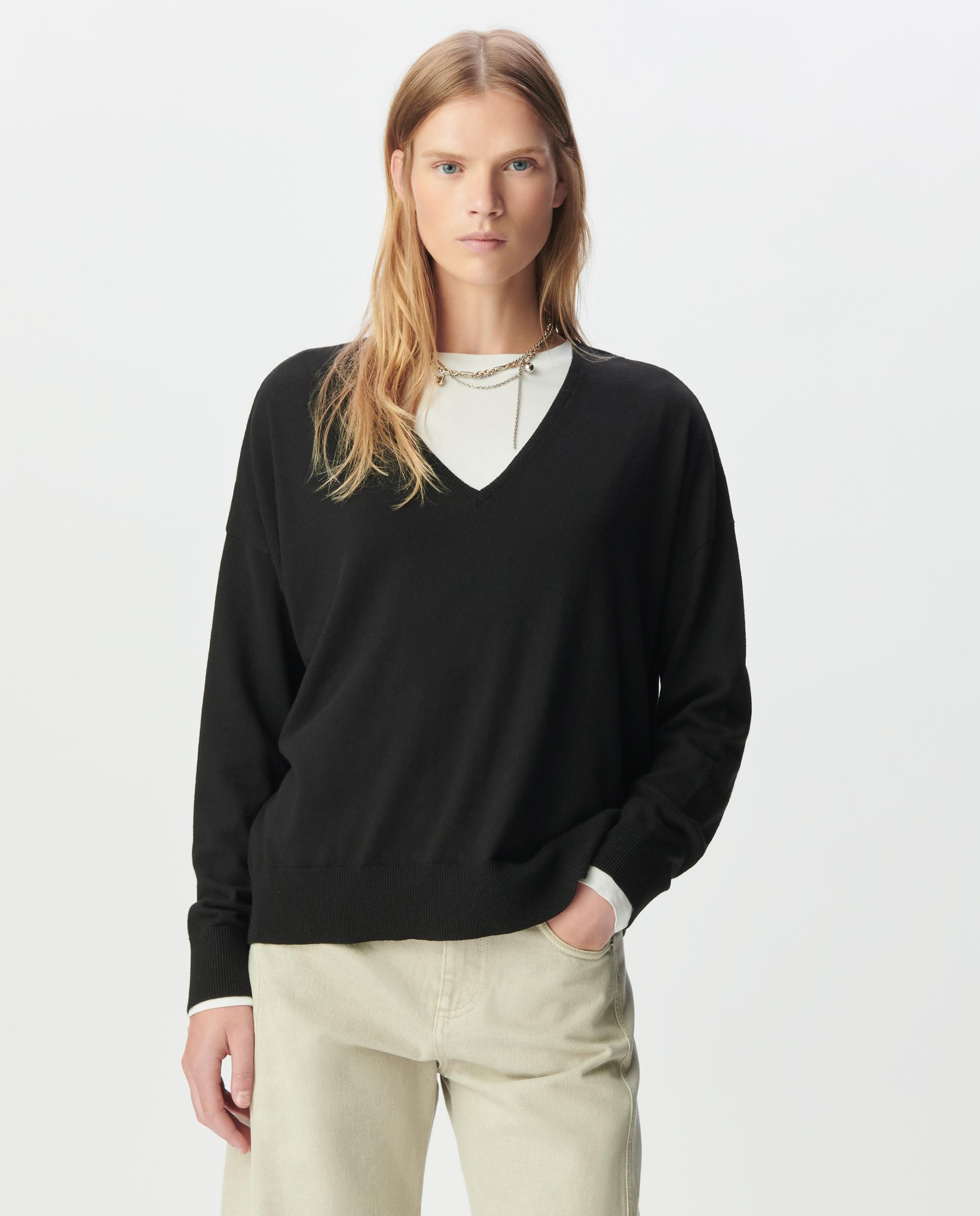 IKKS - Jersey de mujer oversize en punto fino con cuello de pico.