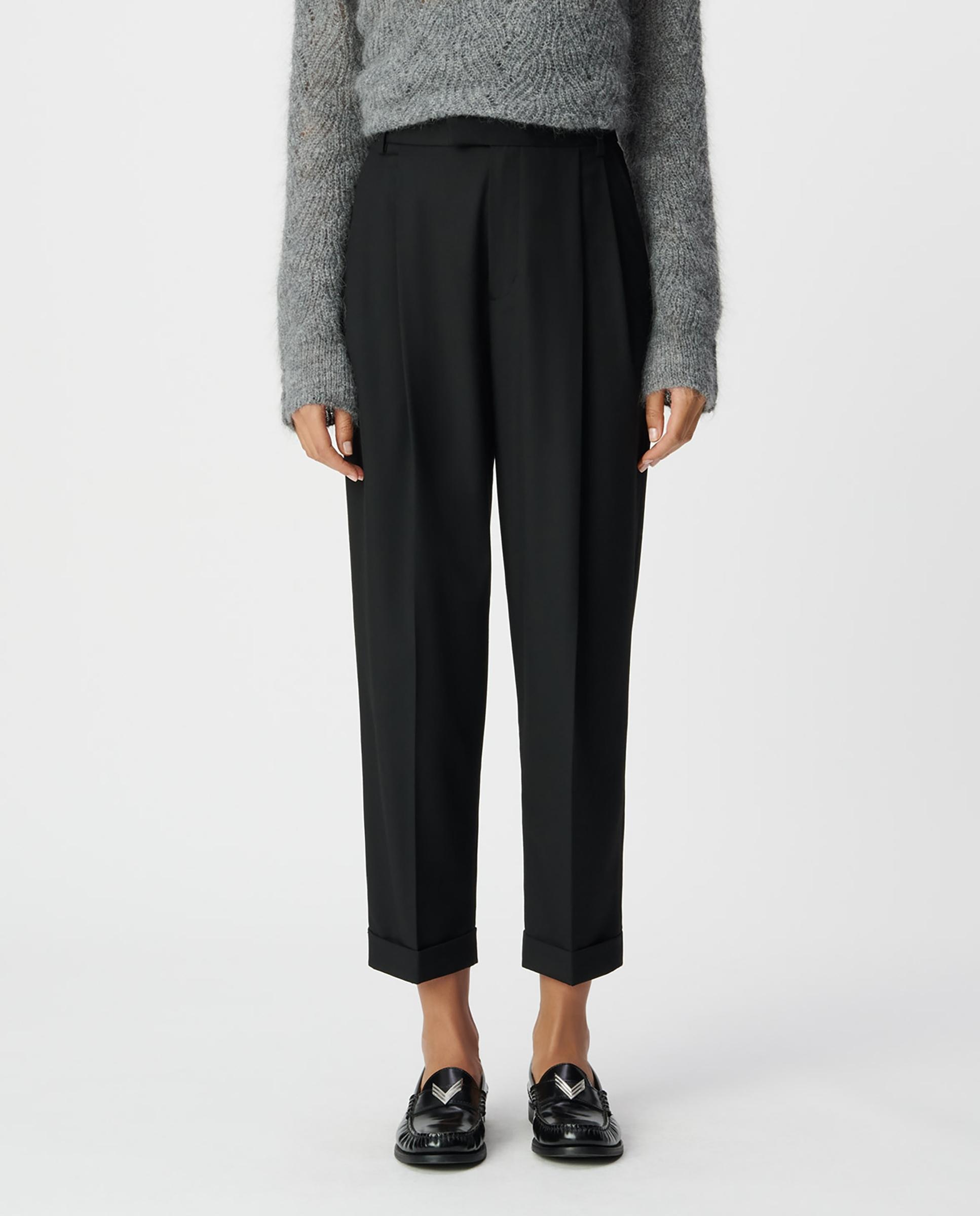 Pantalón recto de mujer liso cropped - IKKS - Negro Negro-2
