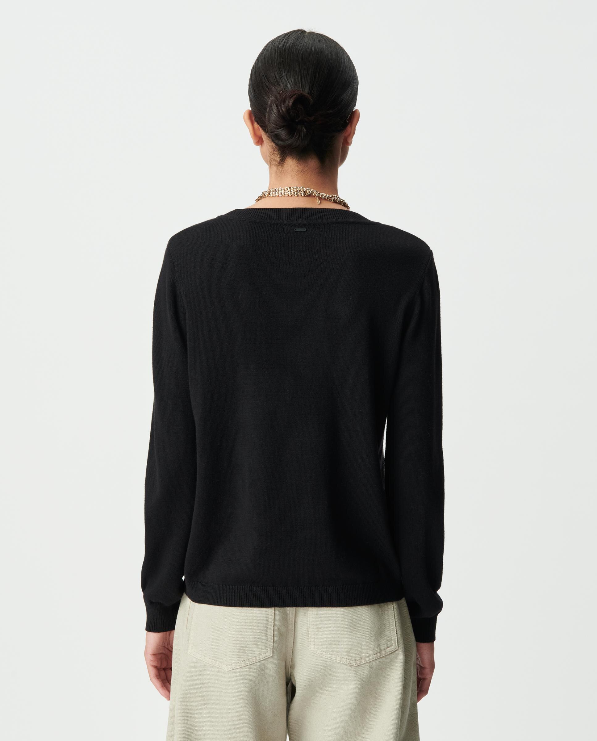 Jersey de mujer recto con mensaje bordado - IKKS - Negro Negro-4