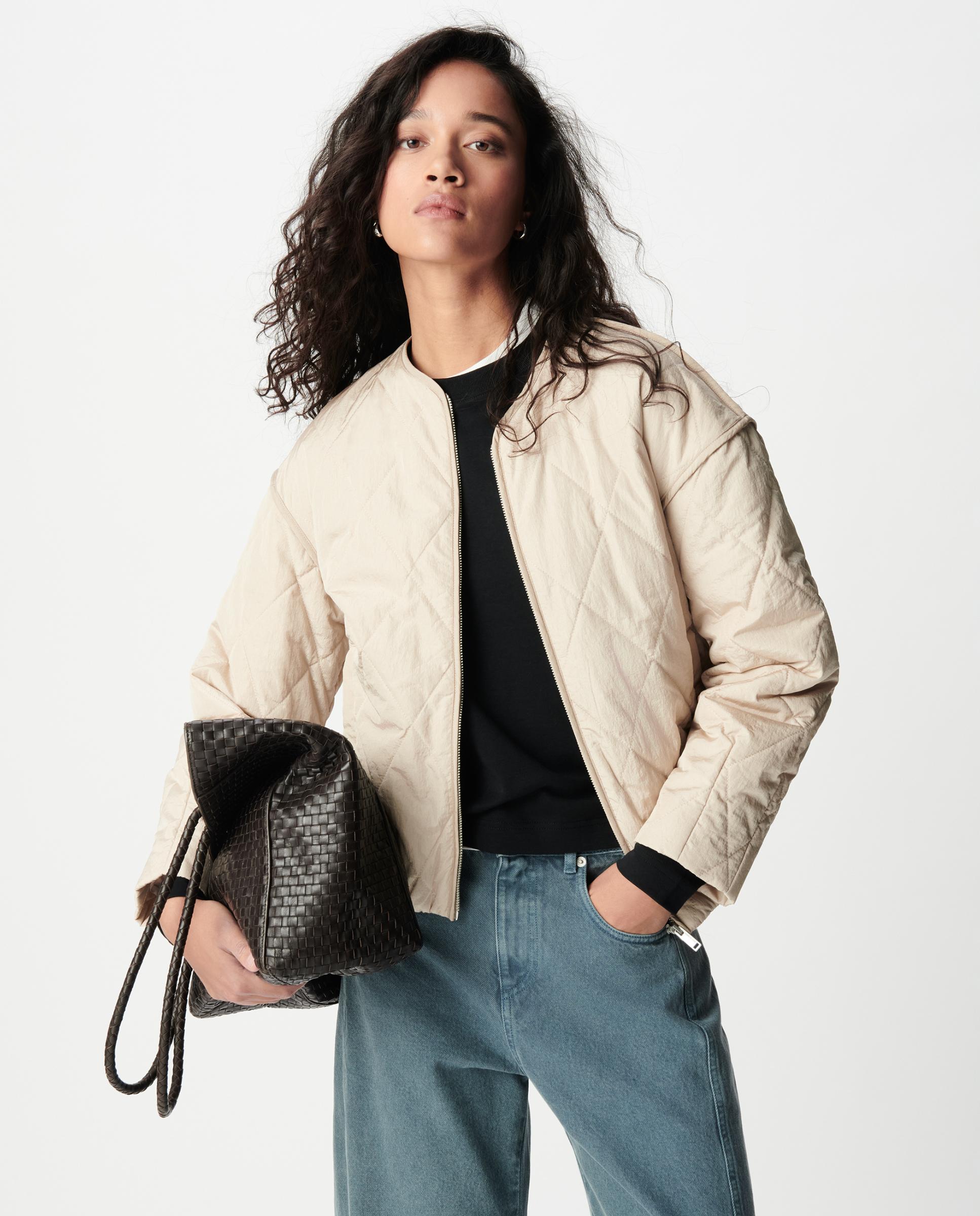 Acolchado de mujer corto oversize con cremallera - IKKS - Crema Crema-1