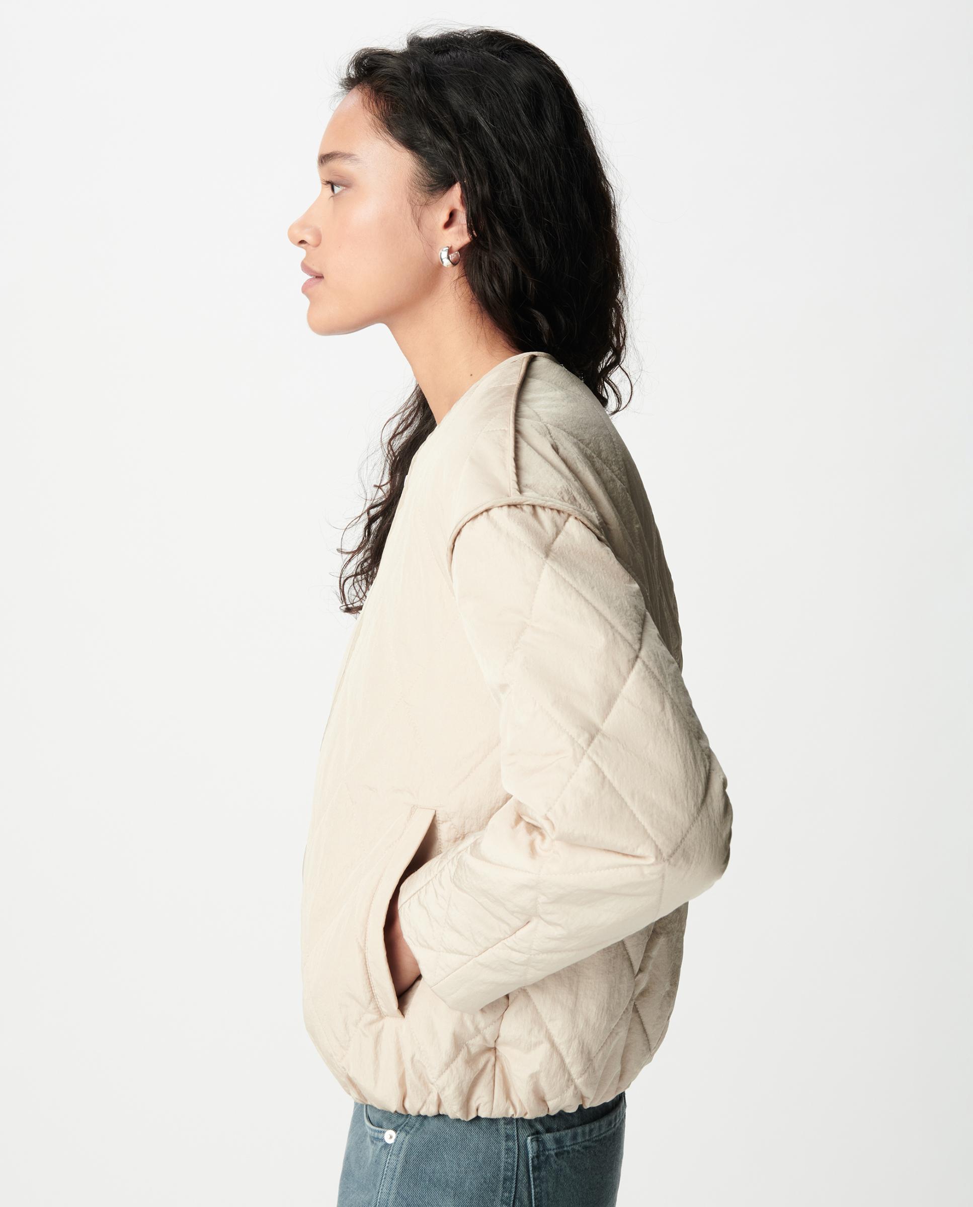 Acolchado de mujer corto oversize con cremallera - IKKS - Crema Crema-2