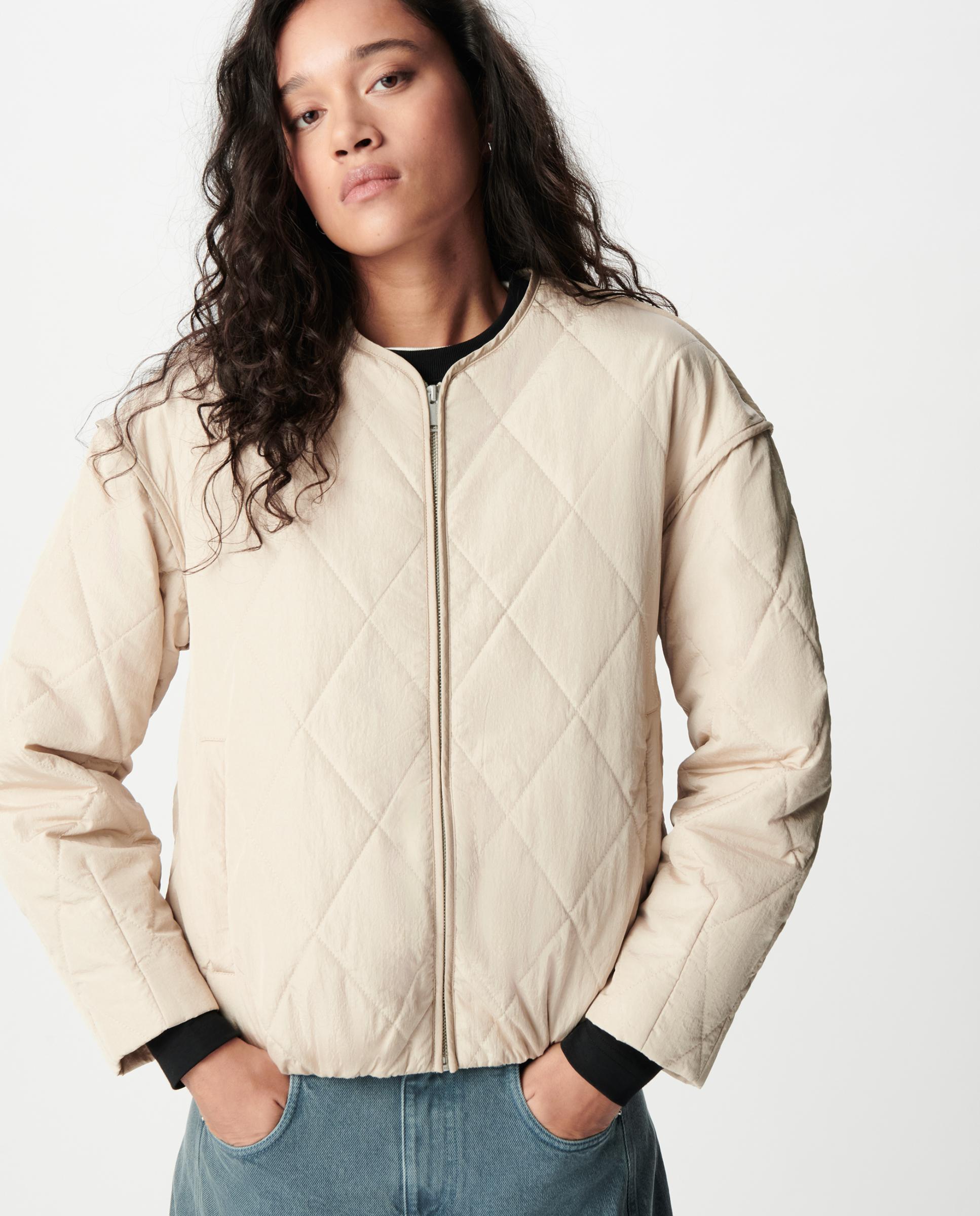 Acolchado de mujer corto oversize con cremallera - IKKS - Crema Crema-4