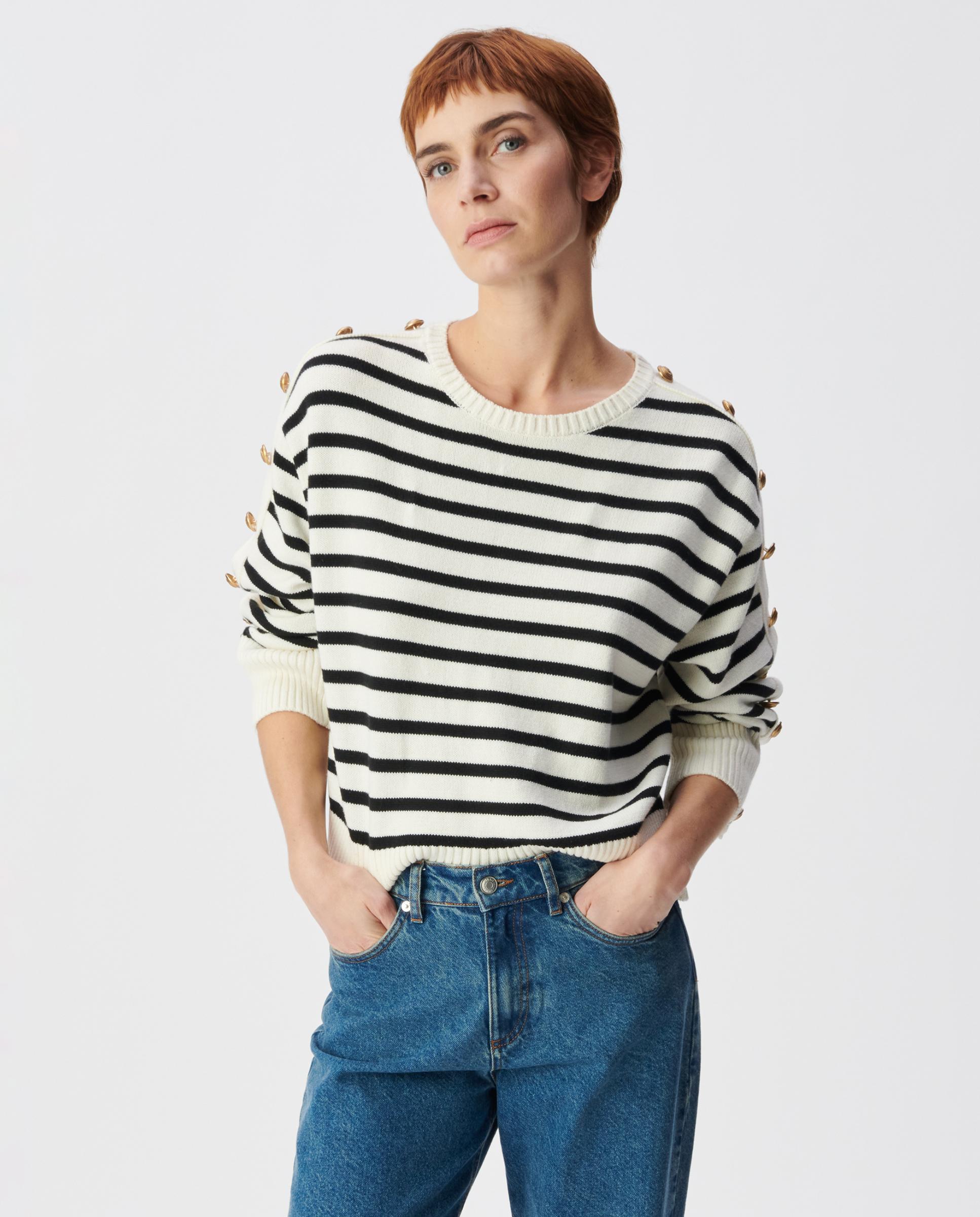 IKKS - Jersey de mujer marinero con botones grabados en las mangas.
