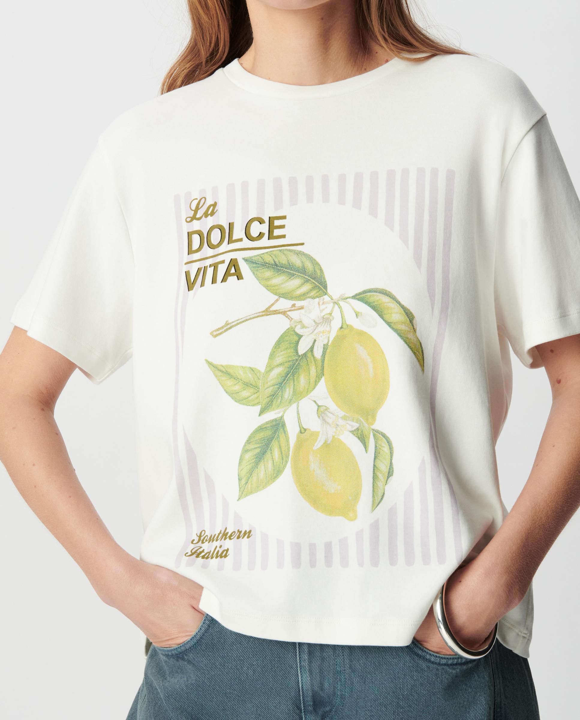 IKKS - Camiseta de mujer de algodón orgánico con estampado de limones.