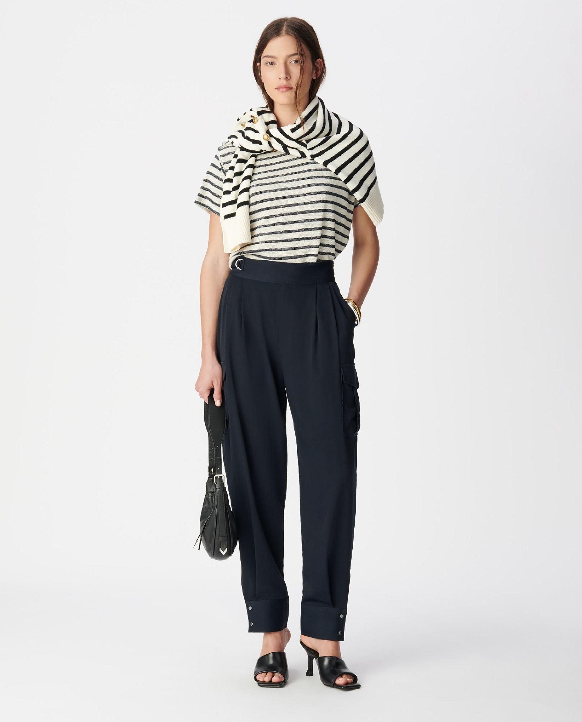 IKKS - Pantalón ancho de mujer bombacho con bolsillos cargo.
