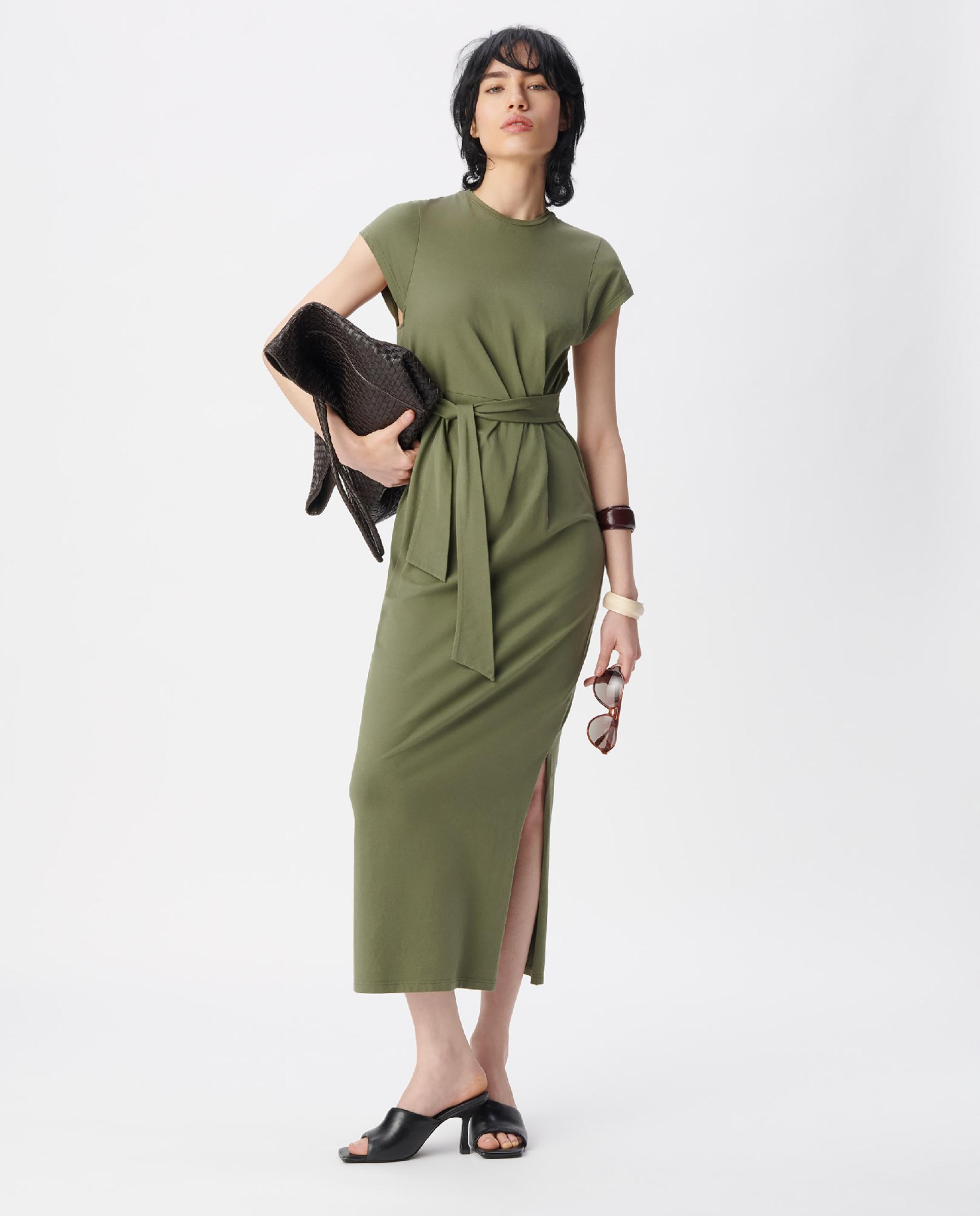 IKKS - Vestido midi con cinturón para atar a tono.