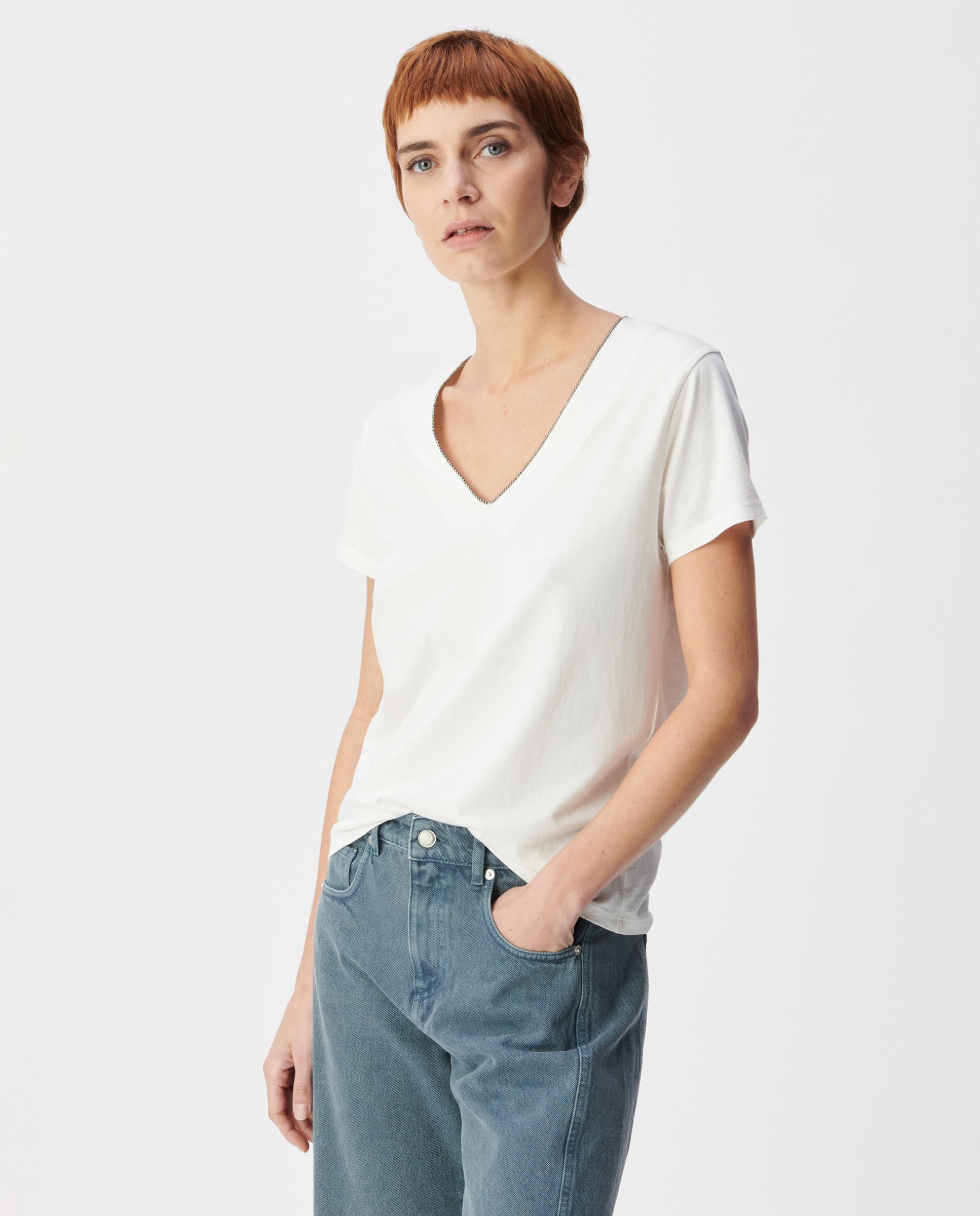 IKKS - Camiseta de mujer de manga corta con detalles joya en escote.