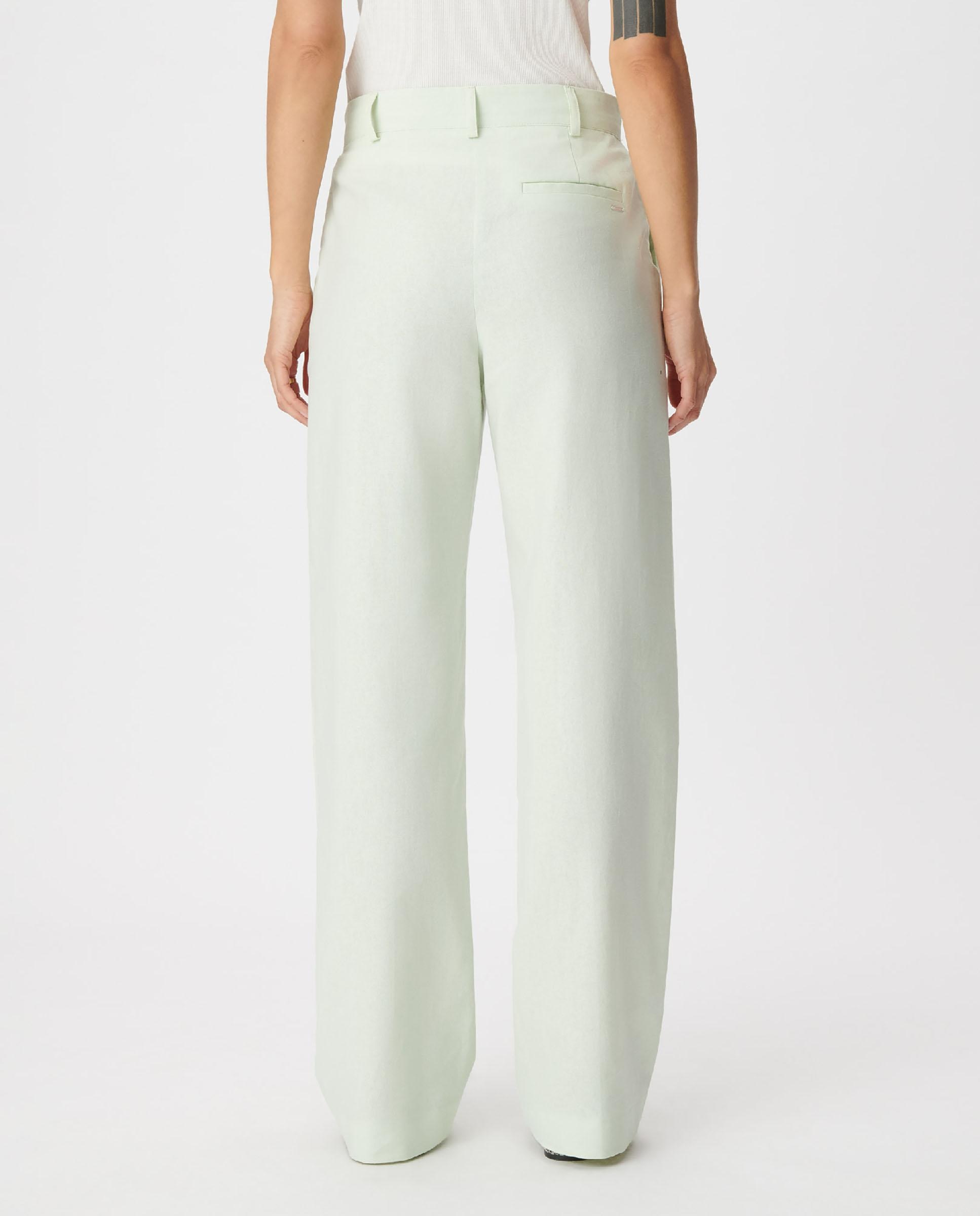 Pantalón de vestir de mujer en mezcla de lino y algodón - IKKS - Pistacho Pistacho-3