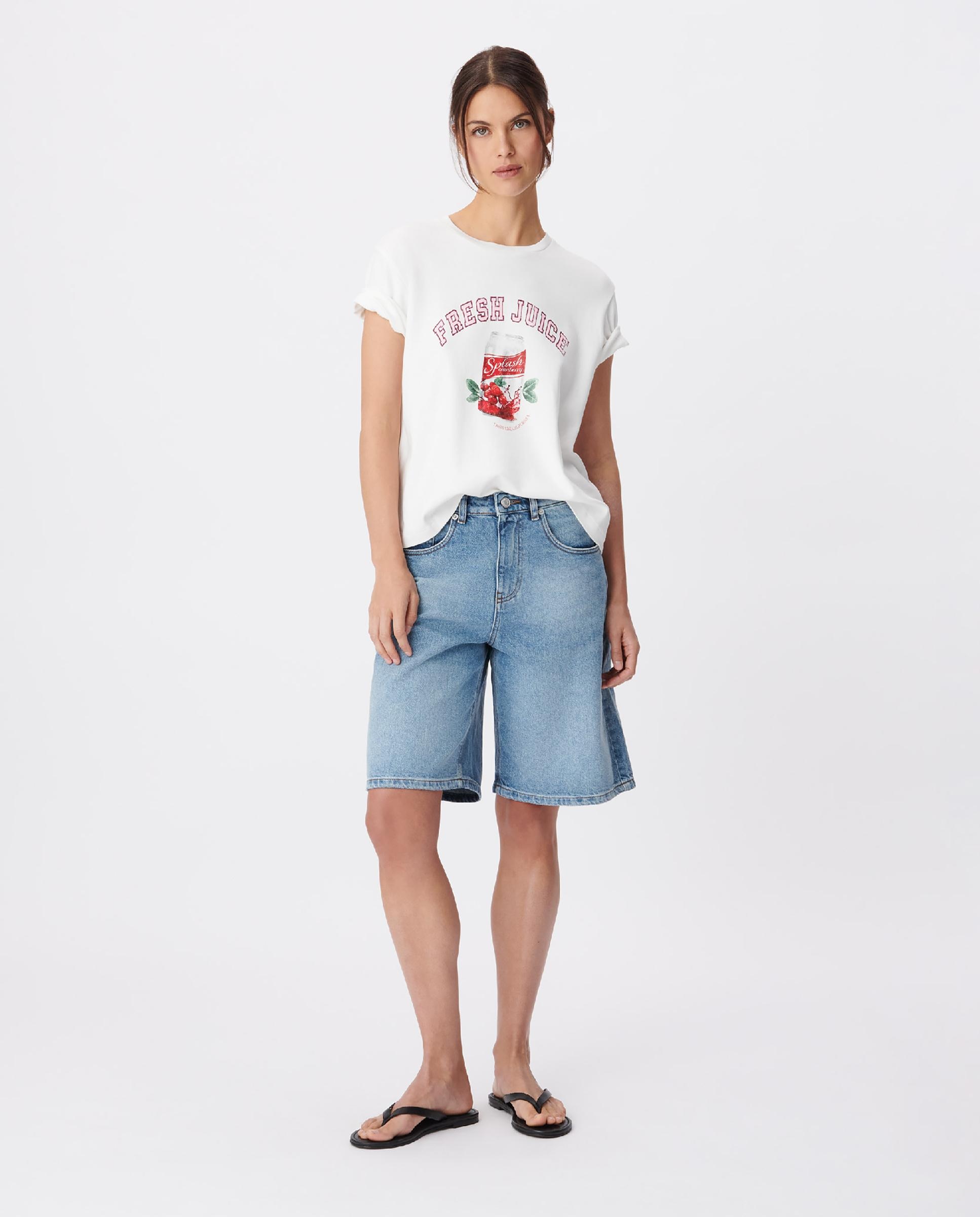 Imagen 2 de Camiseta de mujer de manga corta con estampado y mensajes - IKKS - Blanco roto Blanco roto