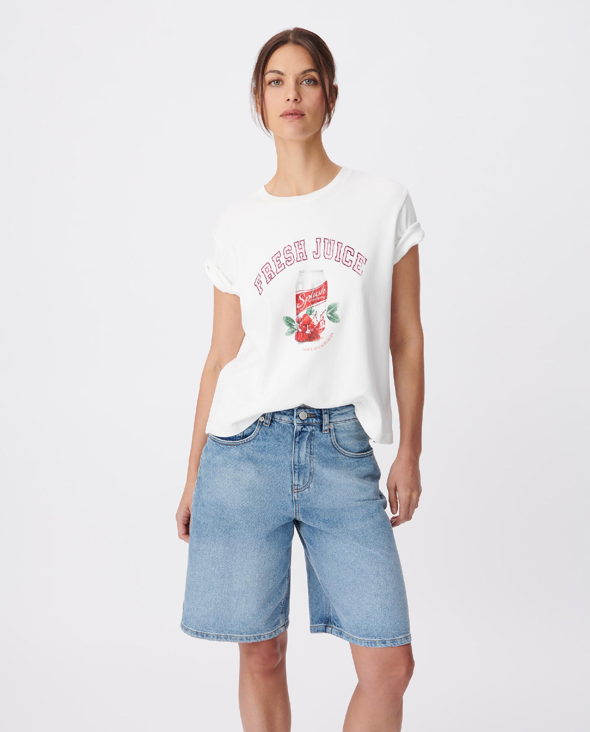 Imagen 5 de Camiseta de mujer de manga corta con estampado y mensajes - IKKS - Blanco roto Blanco roto