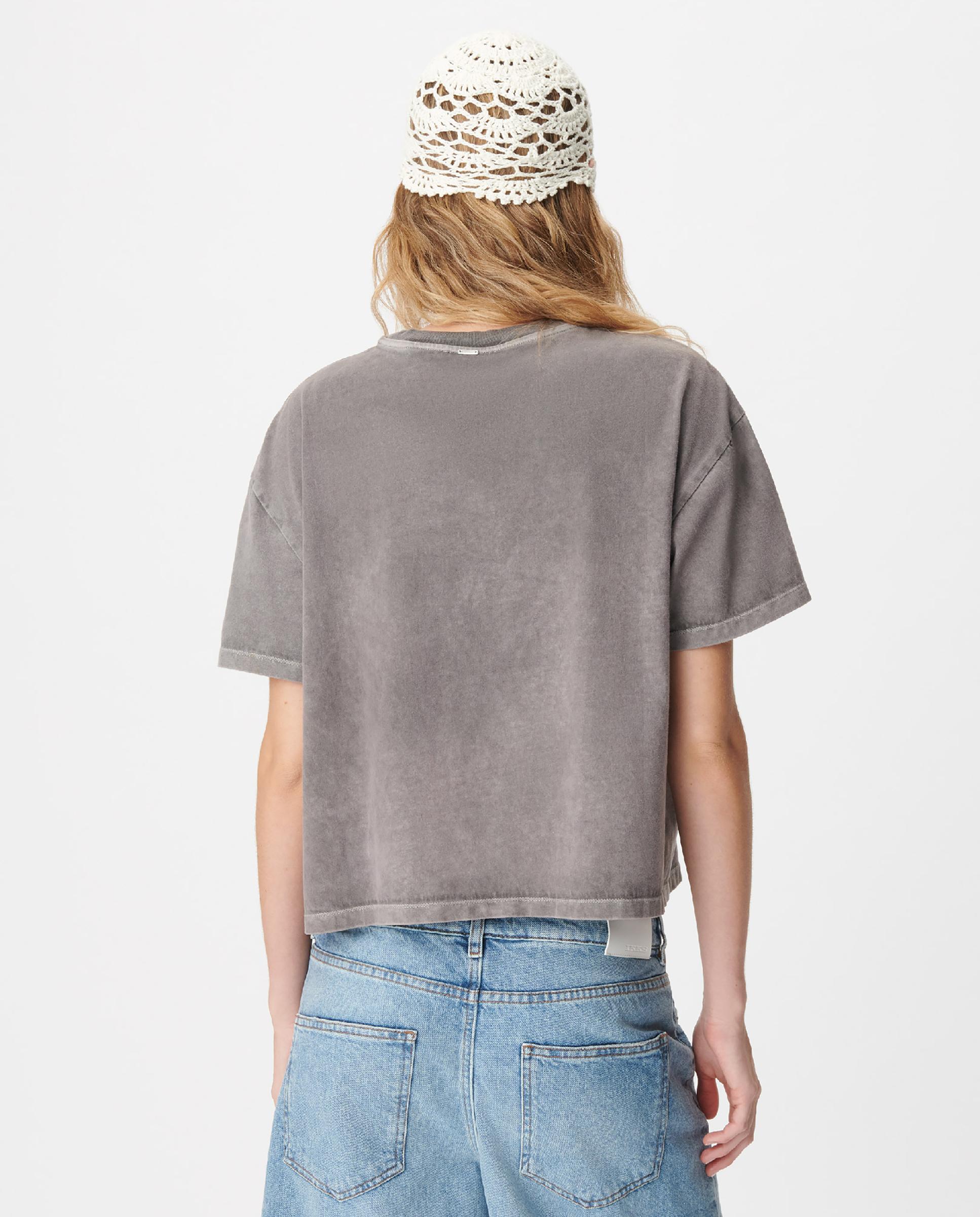 Camiseta de mujer oversize desgastada con estampado de águila - IKKS - Gris Gris-3