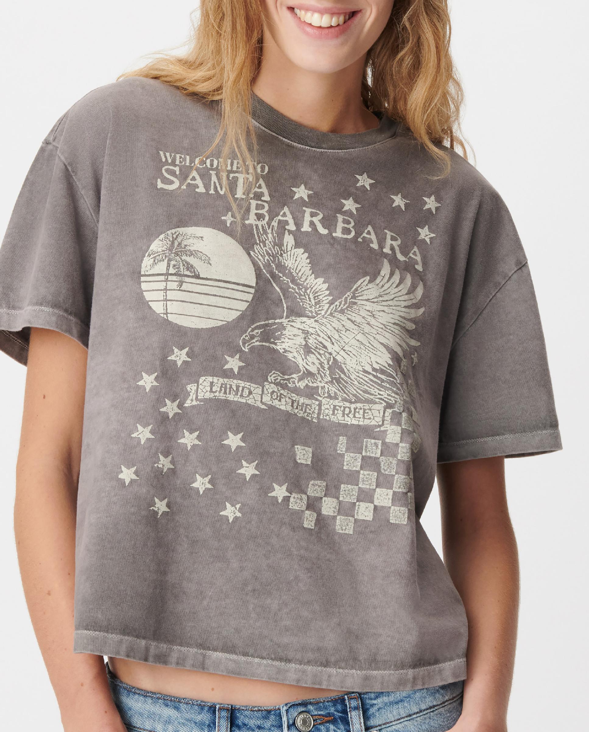 Camiseta de mujer oversize desgastada con estampado de águila - IKKS - Gris Gris-4