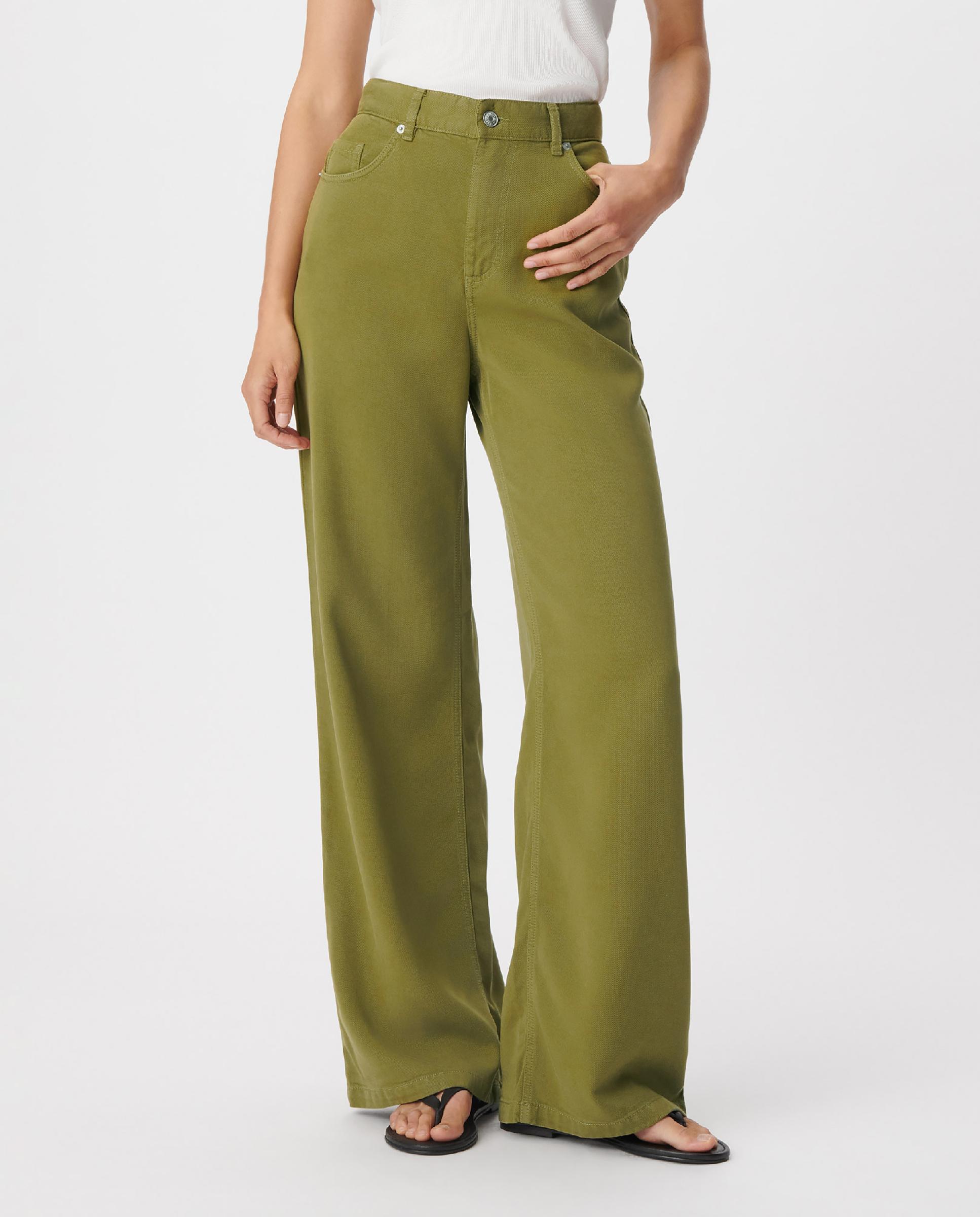 Vaquero ancho de mujer de lyocell® con cintura alta - IKKS - Verde claro Verde claro-2