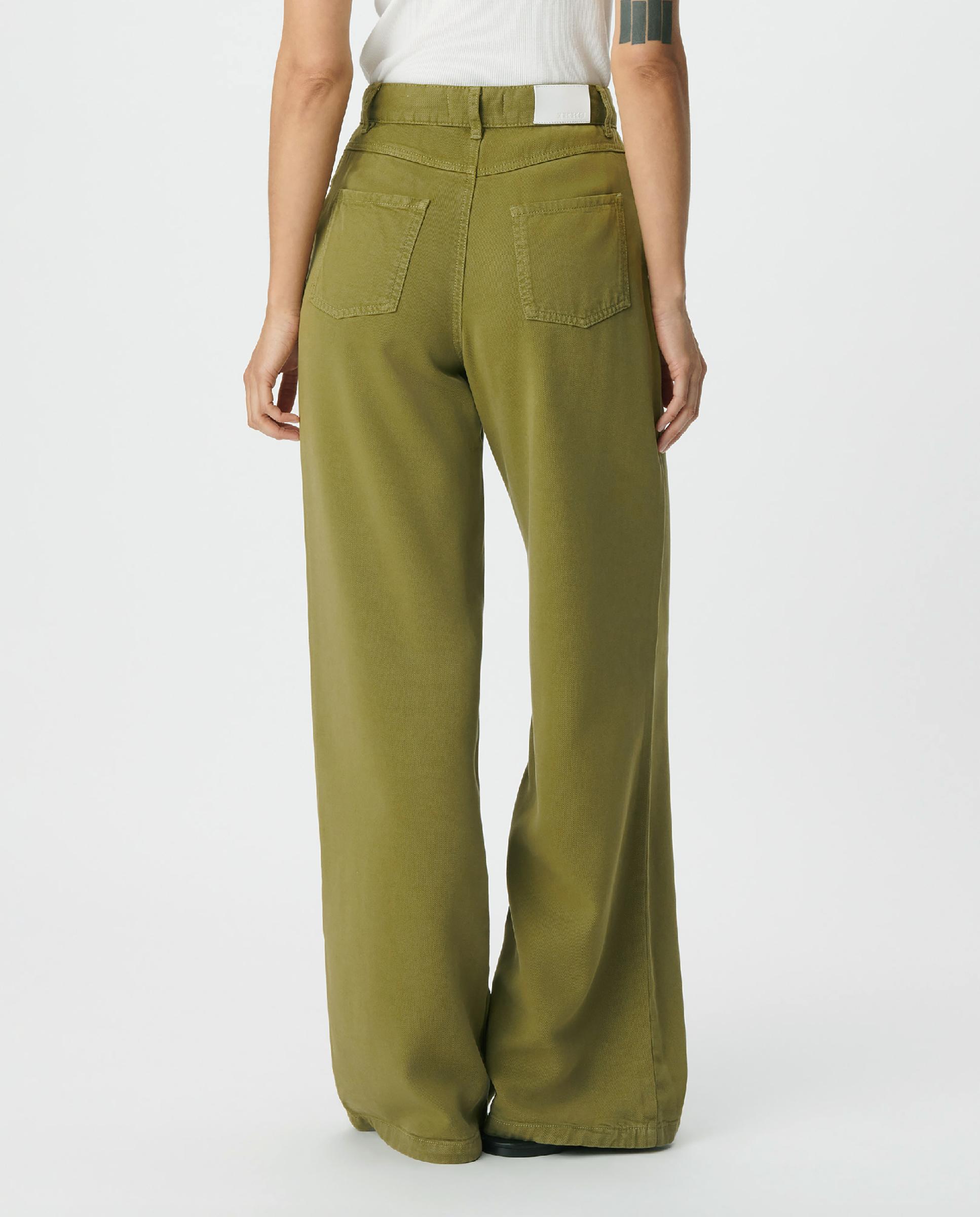Vaquero ancho de mujer de lyocell® con cintura alta - IKKS - Verde claro Verde claro-3