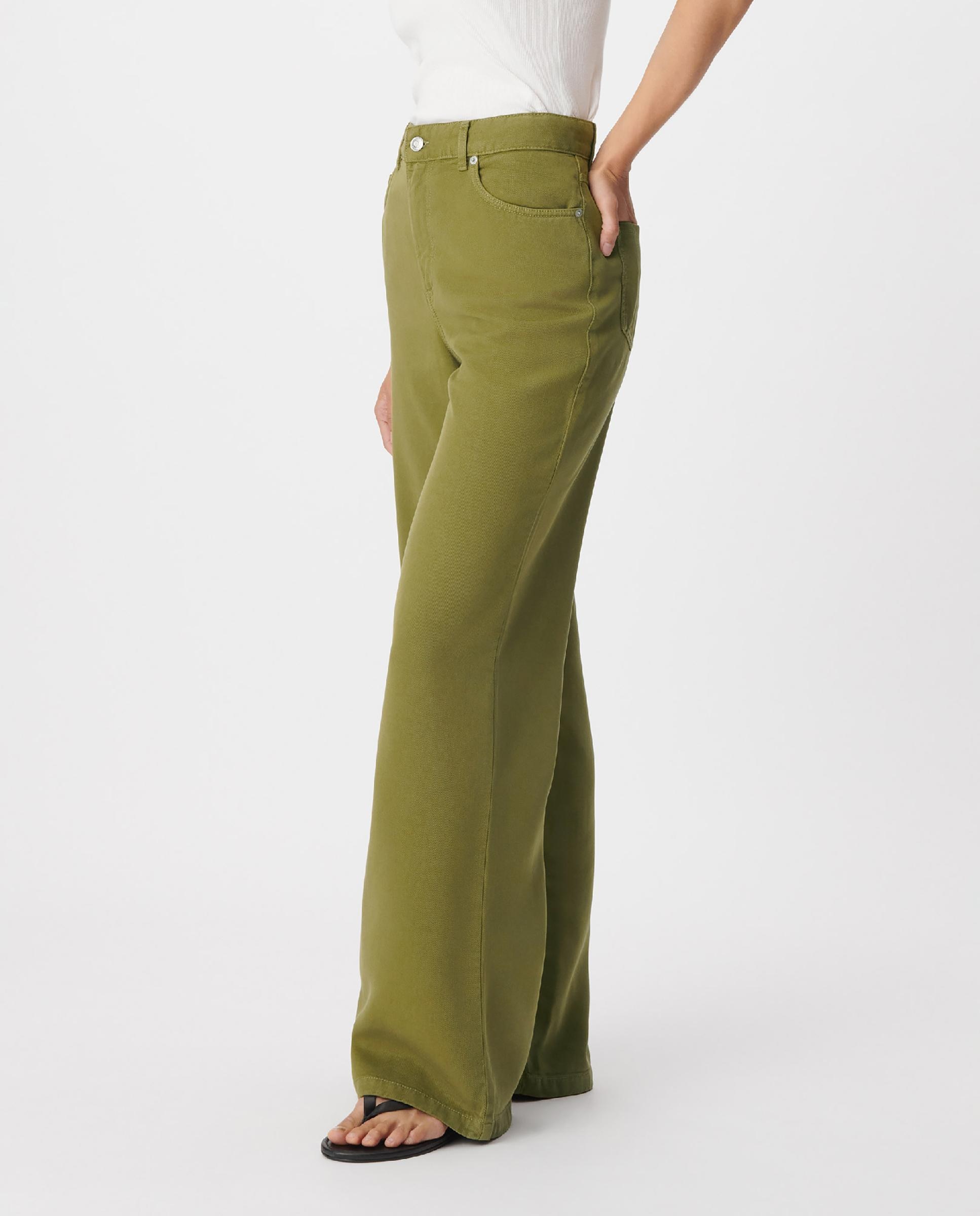 Vaquero ancho de mujer de lyocell® con cintura alta - IKKS - Verde claro Verde claro-4