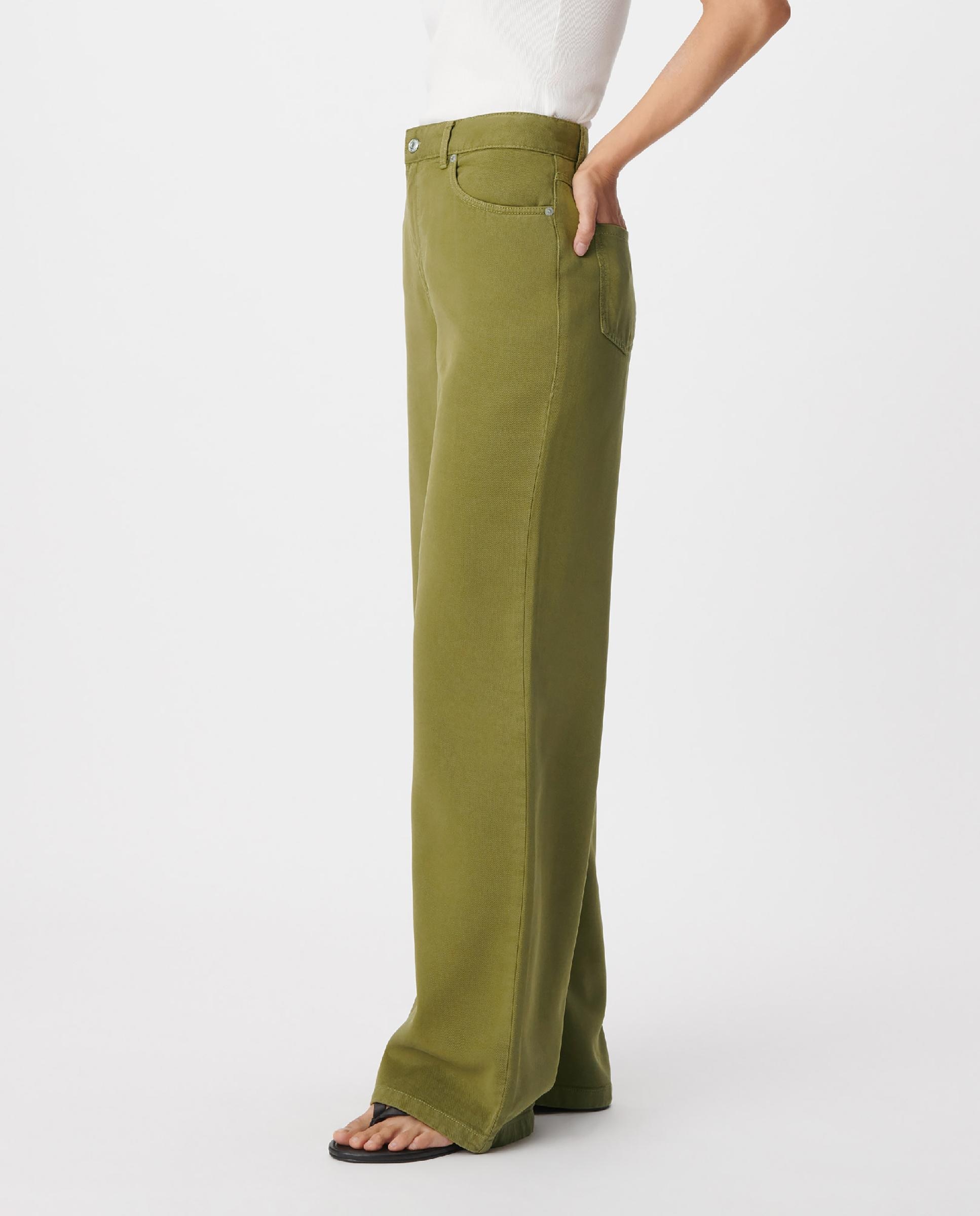 Vaquero ancho de mujer de lyocell® con cintura alta - IKKS - Verde claro Verde claro-5