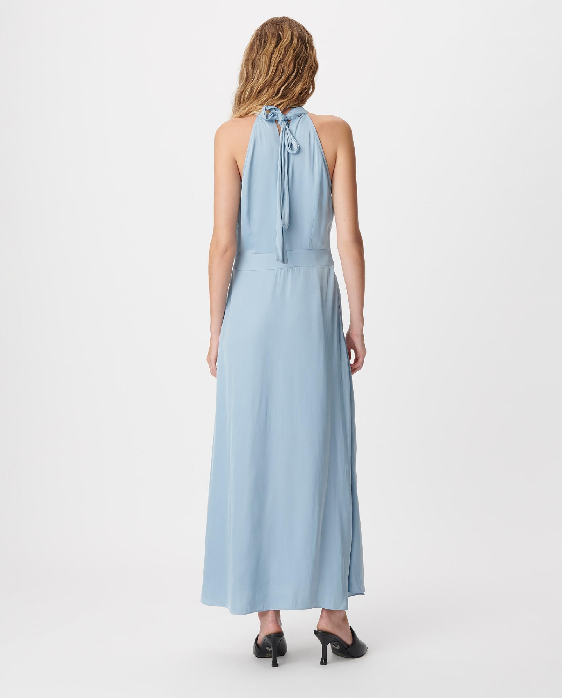 Vestido largo satinado sin mangas - IKKS - Azul grisáceo Azul grisáceo-3