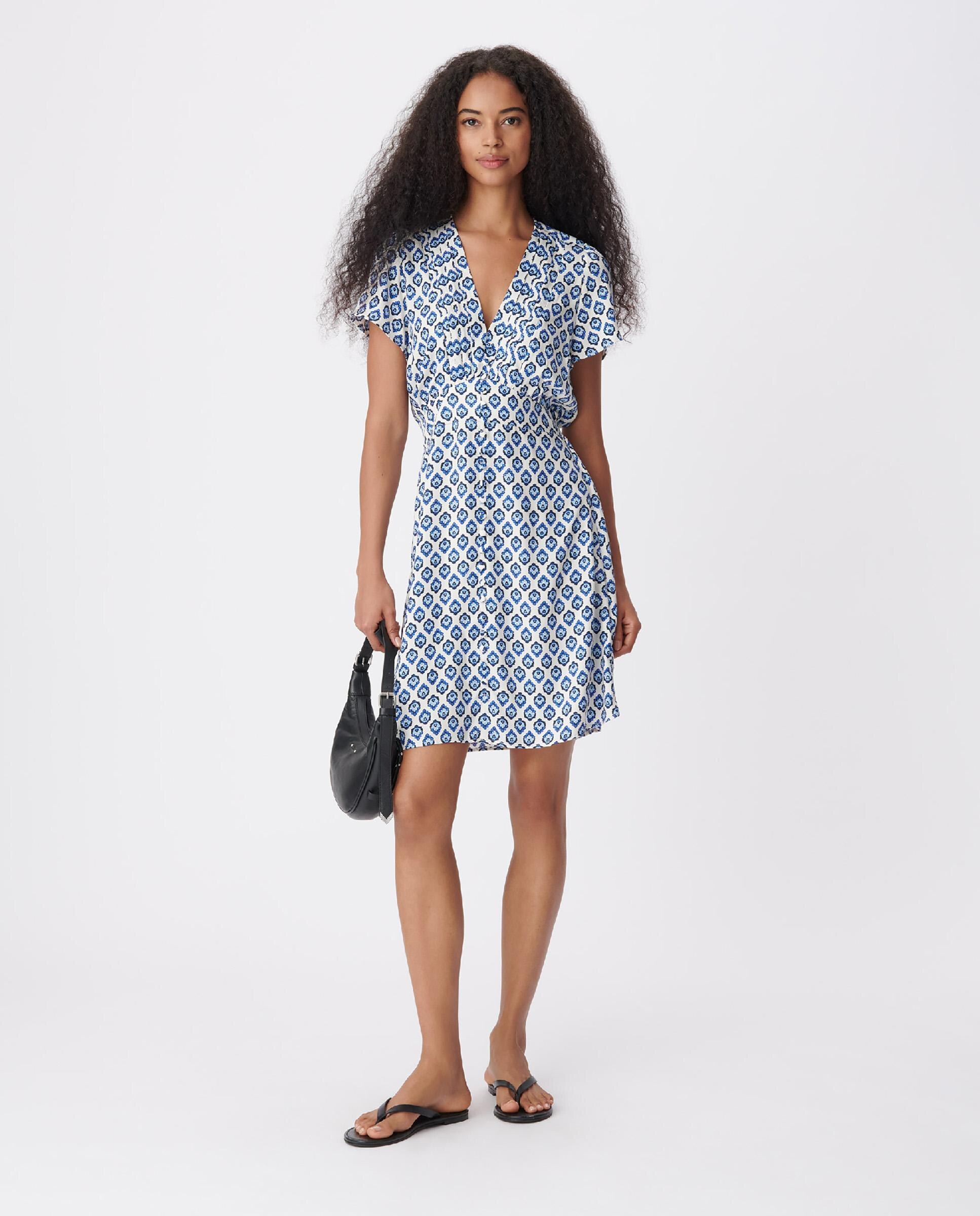 Imagen 0 de Vestido corto con estampado floral Azul