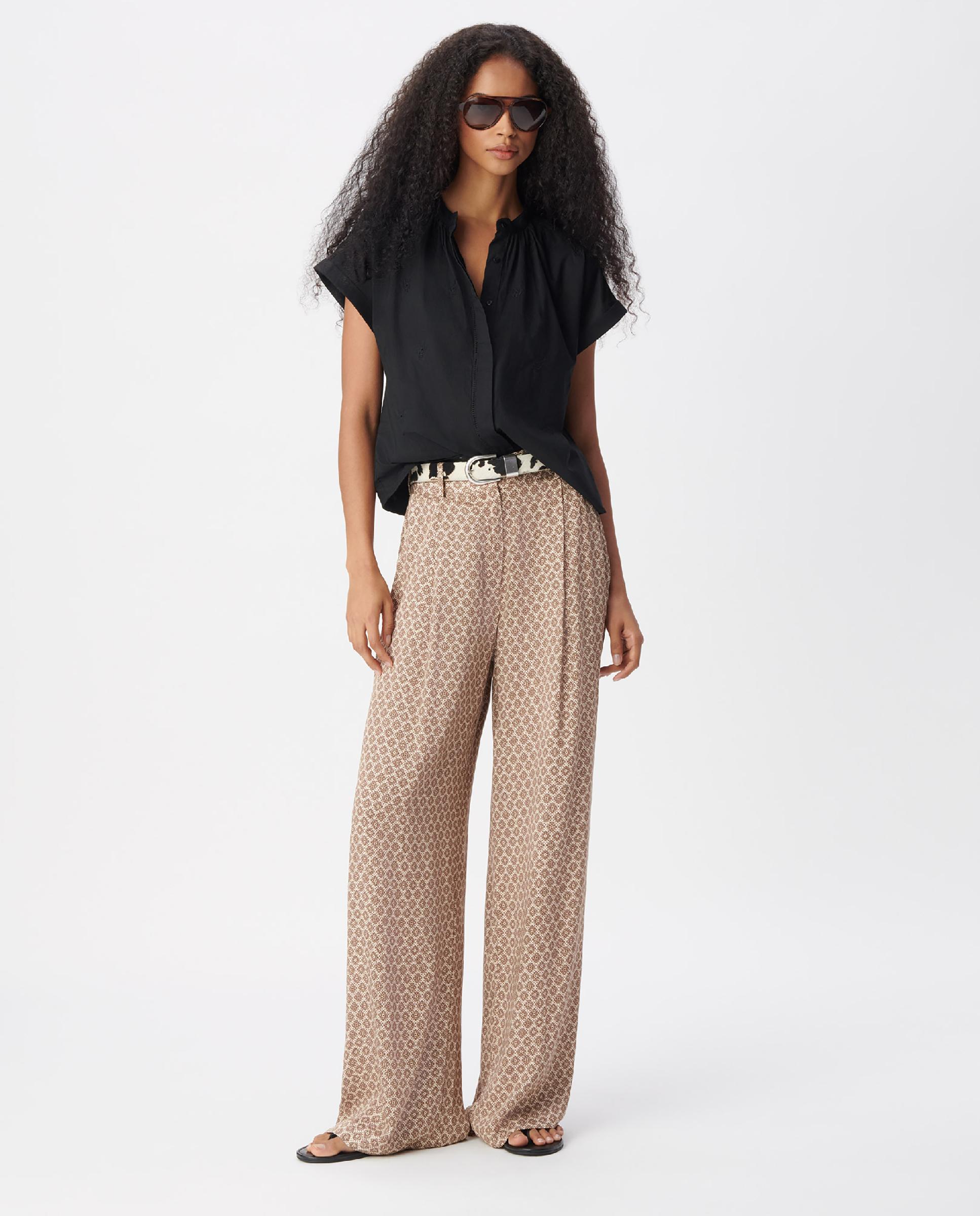IKKS - Pantalón ancho de mujer con estampado de corbata.