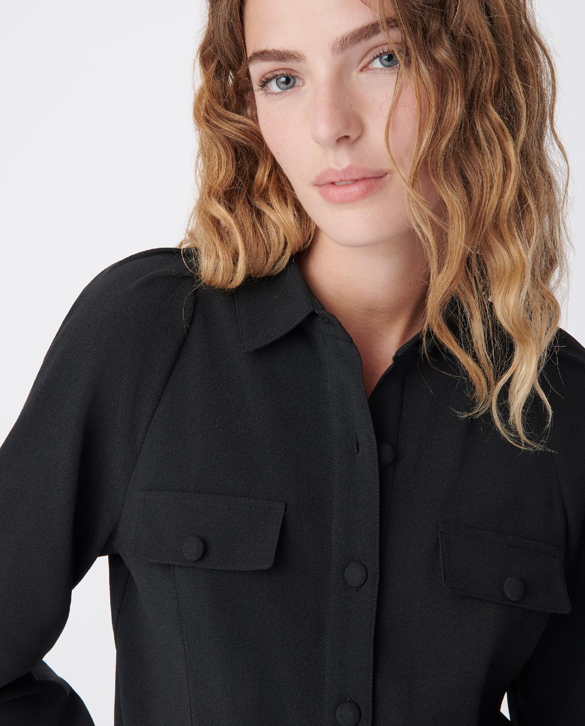 Camisa de mujer holgada con bolsillos en el pecho - IKKS - Negro Negro-4