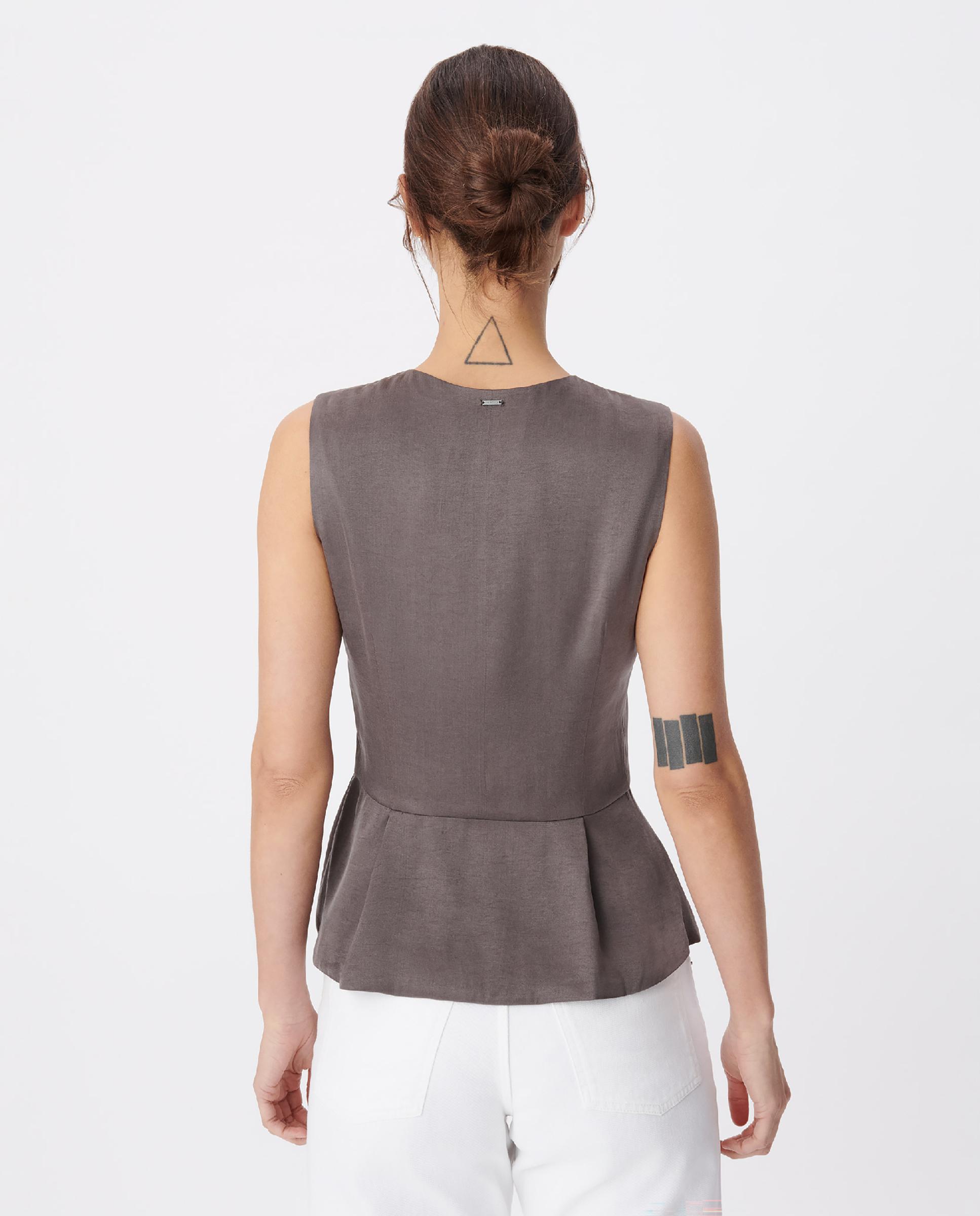 Chaleco de mujer con volante de lyocell® - IKKS - Gris Piedra Gris Piedra-3