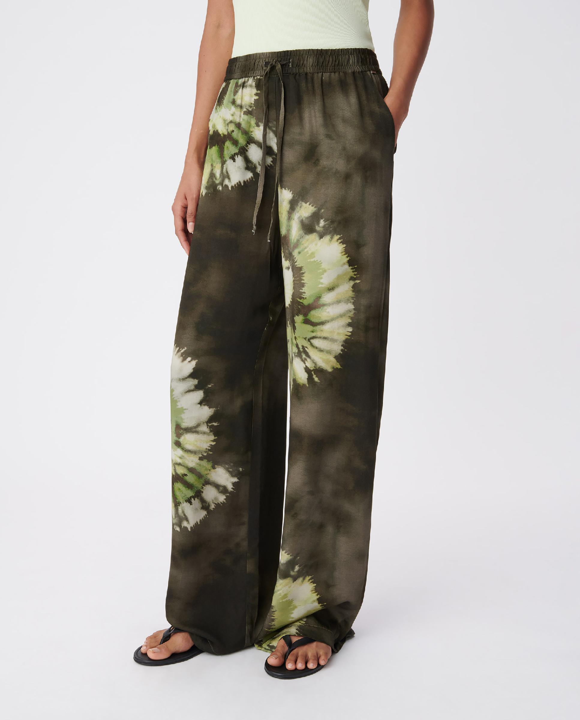 Pantalón ancho de mujer estilo jogger con estampado tie-dye - IKKS - Verde oscuro Verde oscuro-2