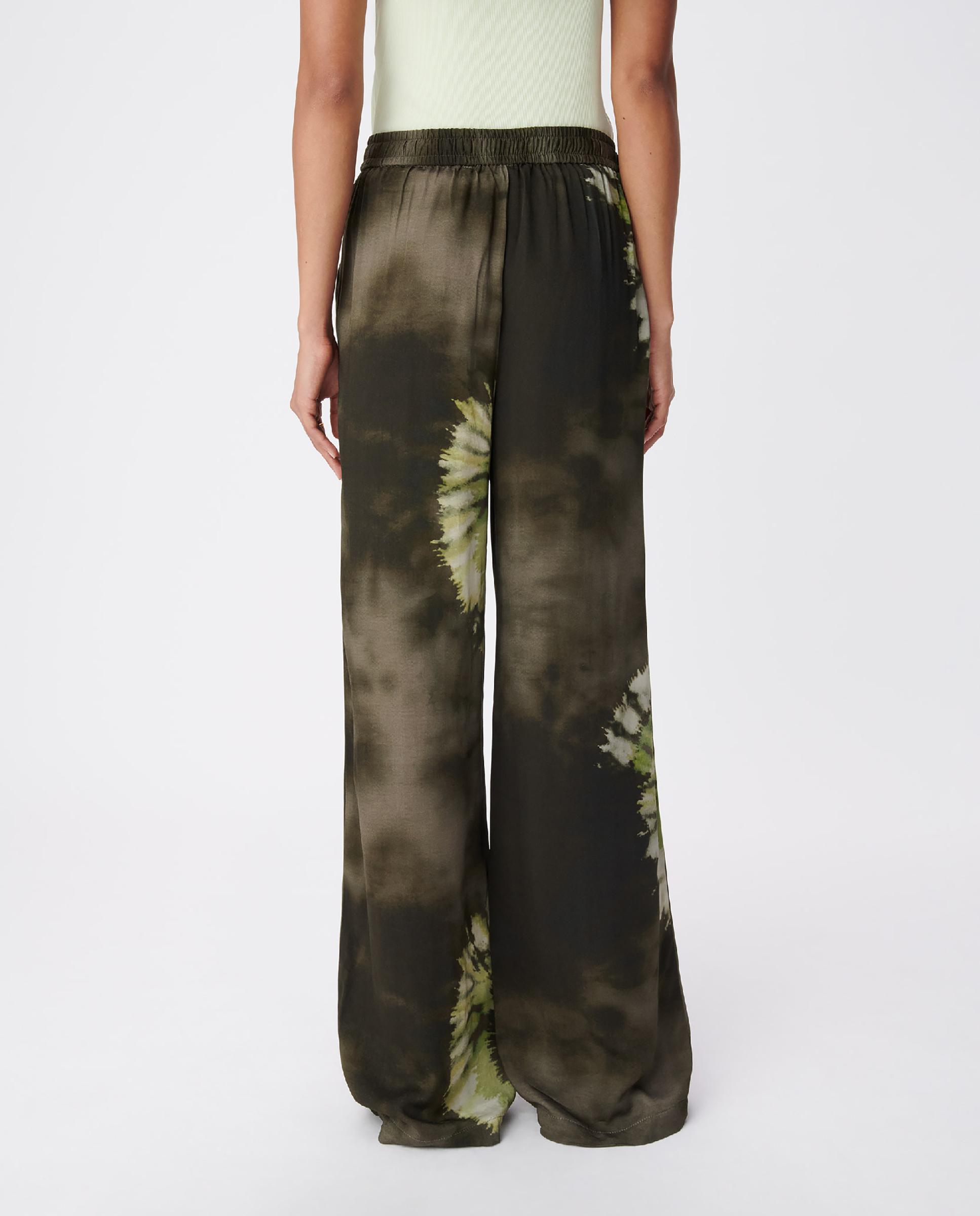 Pantalón ancho de mujer estilo jogger con estampado tie-dye - IKKS - Verde oscuro Verde oscuro-3