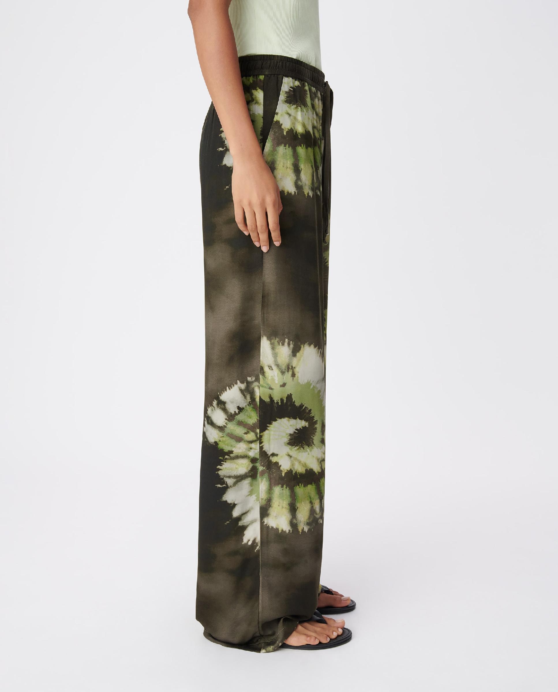 Pantalón ancho de mujer estilo jogger con estampado tie-dye - IKKS - Verde oscuro Verde oscuro-5