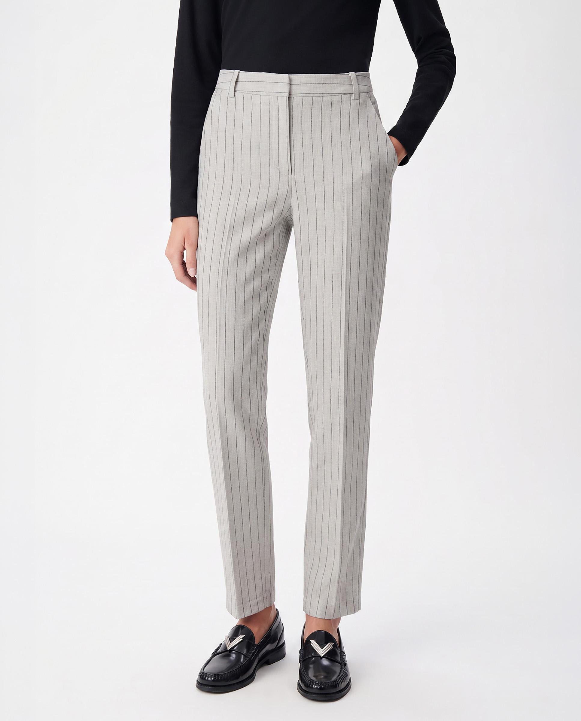 Pantalón de vestir de mujer tipo sastre con estampado de rayas - IKKS - Humo Humo-2