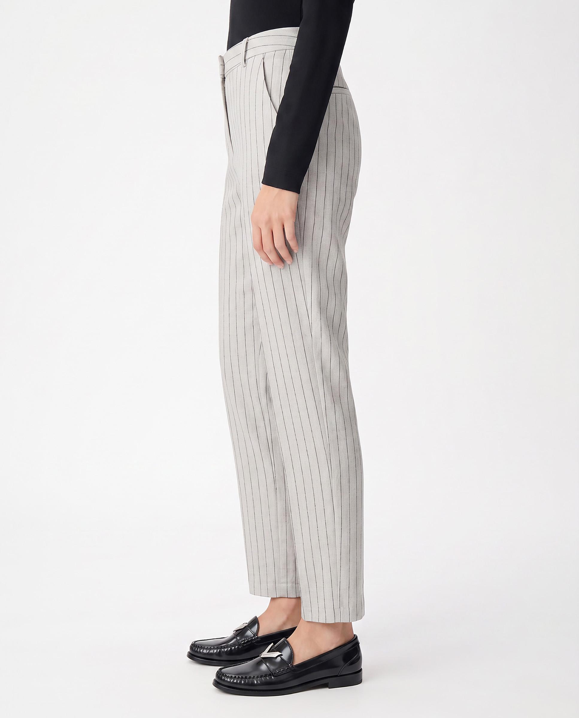 Pantalón de vestir de mujer tipo sastre con estampado de rayas - IKKS - Humo Humo-4