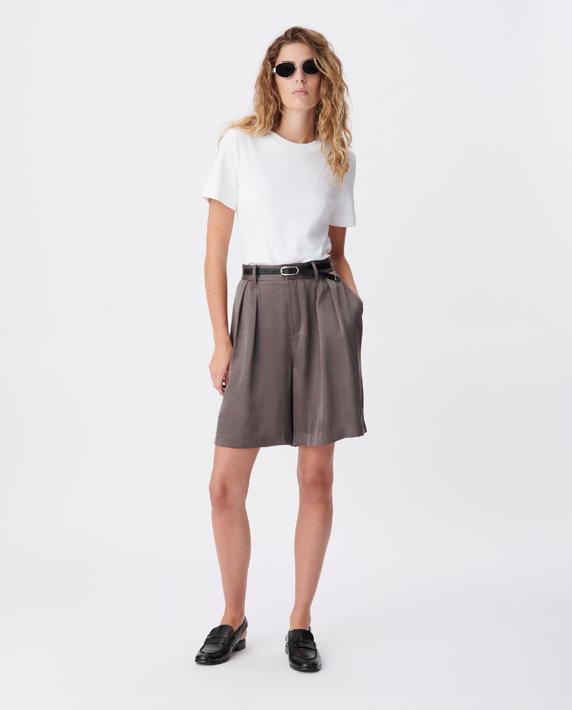 Bermudas de mujer de traje mezcla de lyocell® - IKKS - Gris Piedra Gris Piedra-1