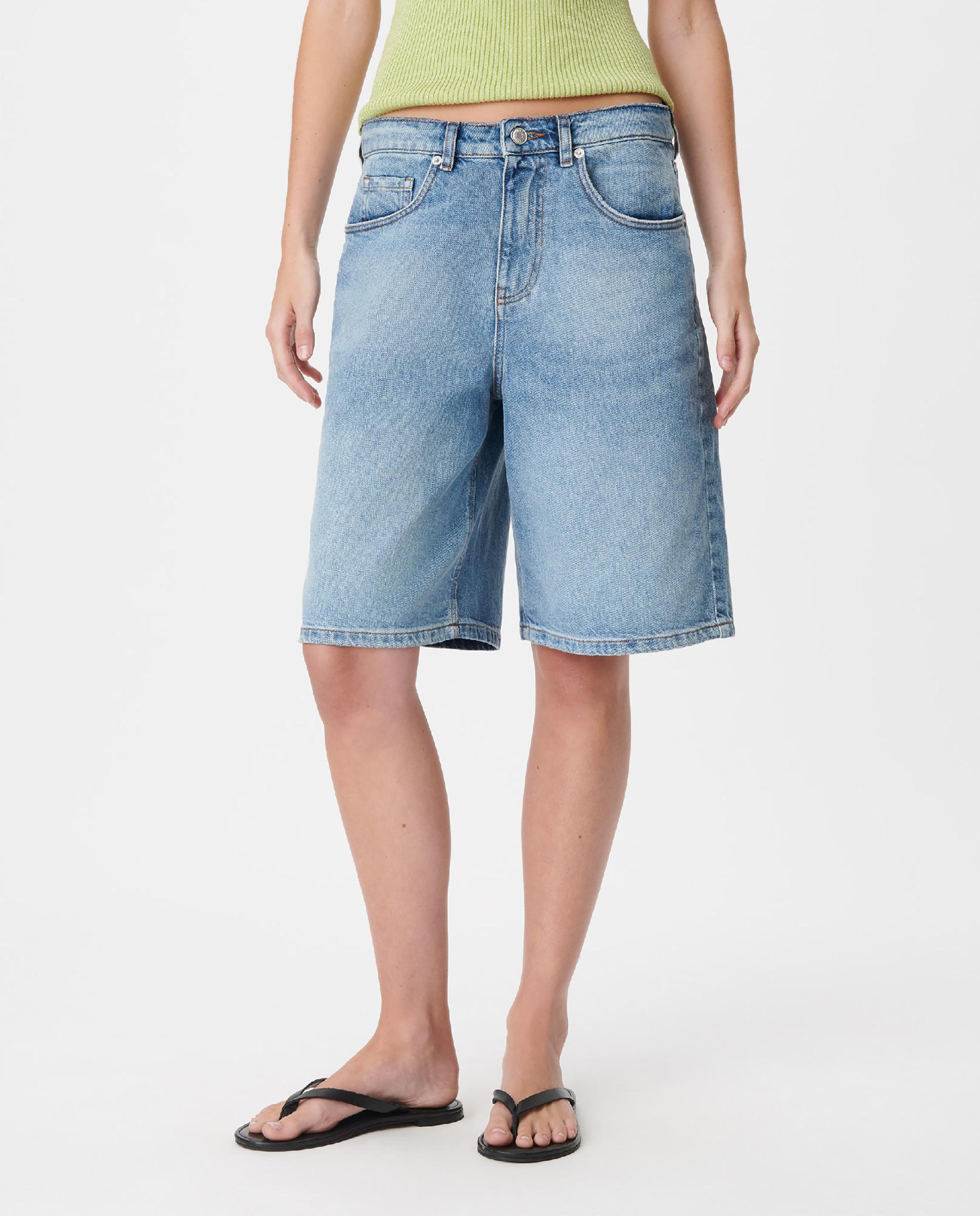 Bermudas de mujer vaqueras cinco bolsillos - IKKS - Índigo Índigo-4