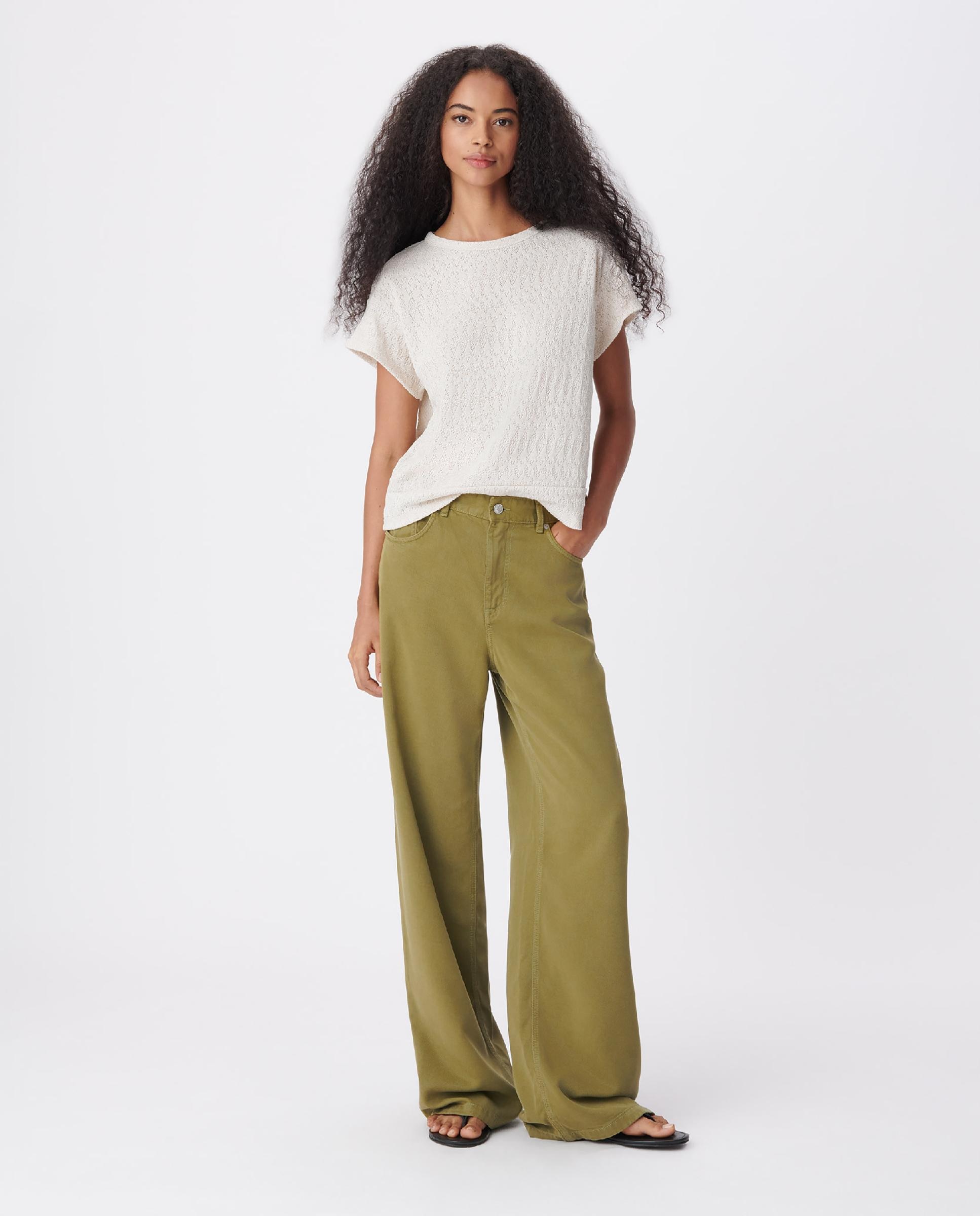 Camiseta de mujer de punto calado con corte cruzado en la espalda - IKKS - Champagne Champagne-2