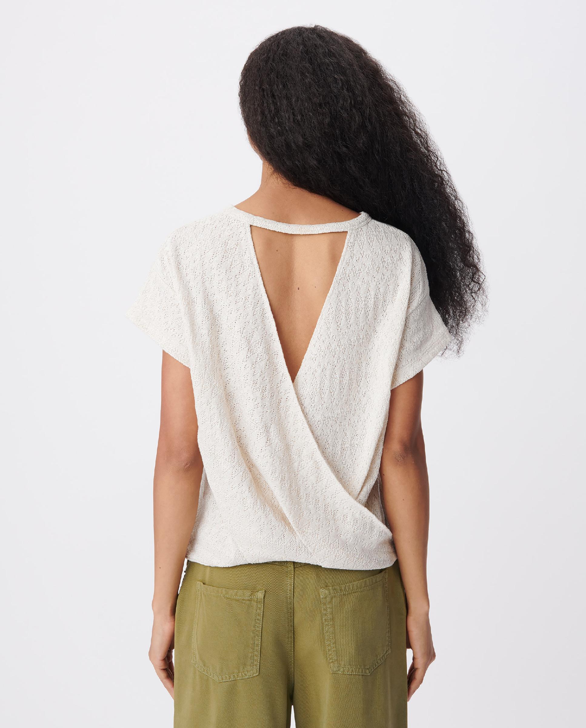 Camiseta de mujer de punto calado con corte cruzado en la espalda - IKKS - Champagne Champagne-3