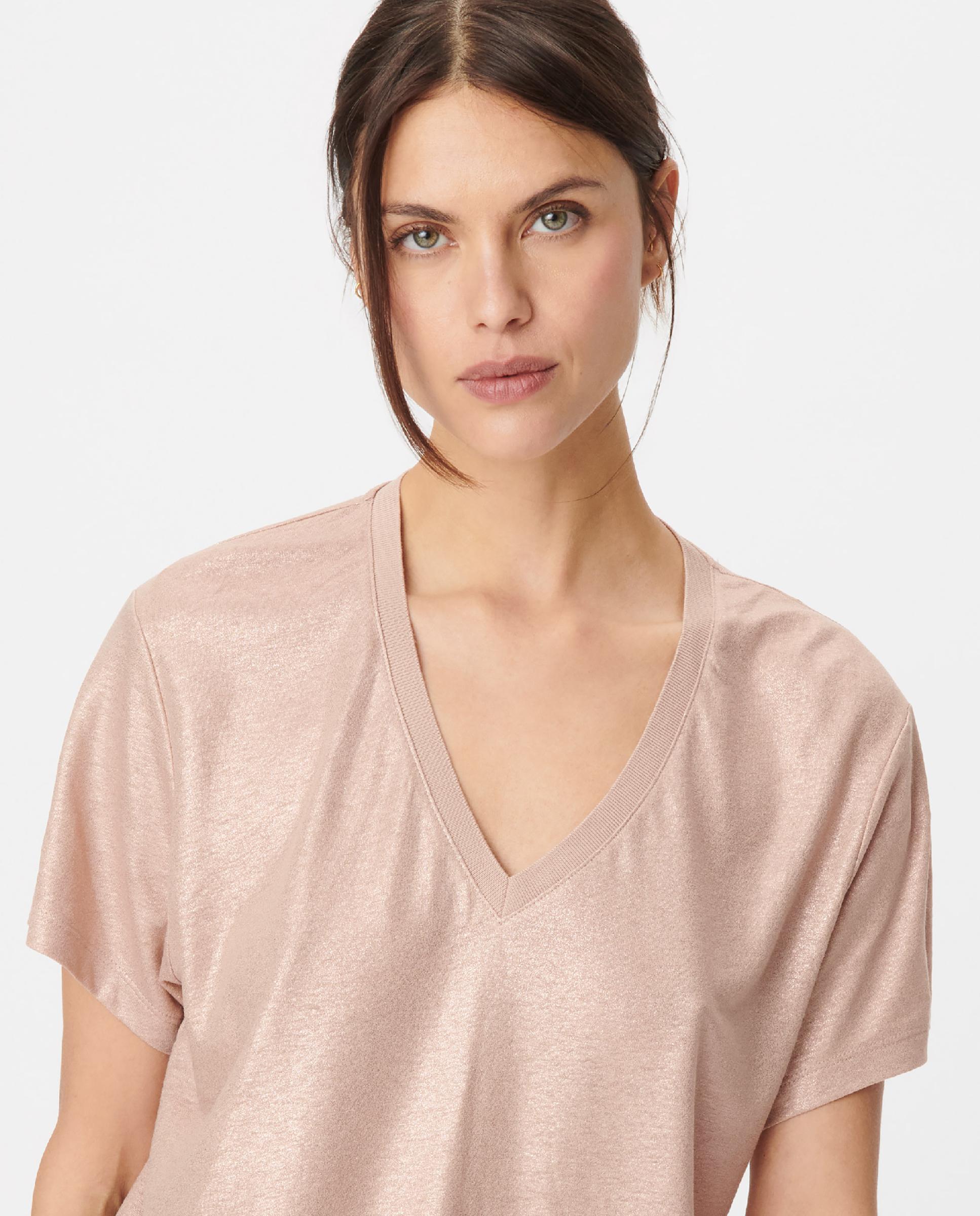 Imagen 5 de Camiseta de mujer holgada de manga corta y cuello en v - IKKS - Nude Nude