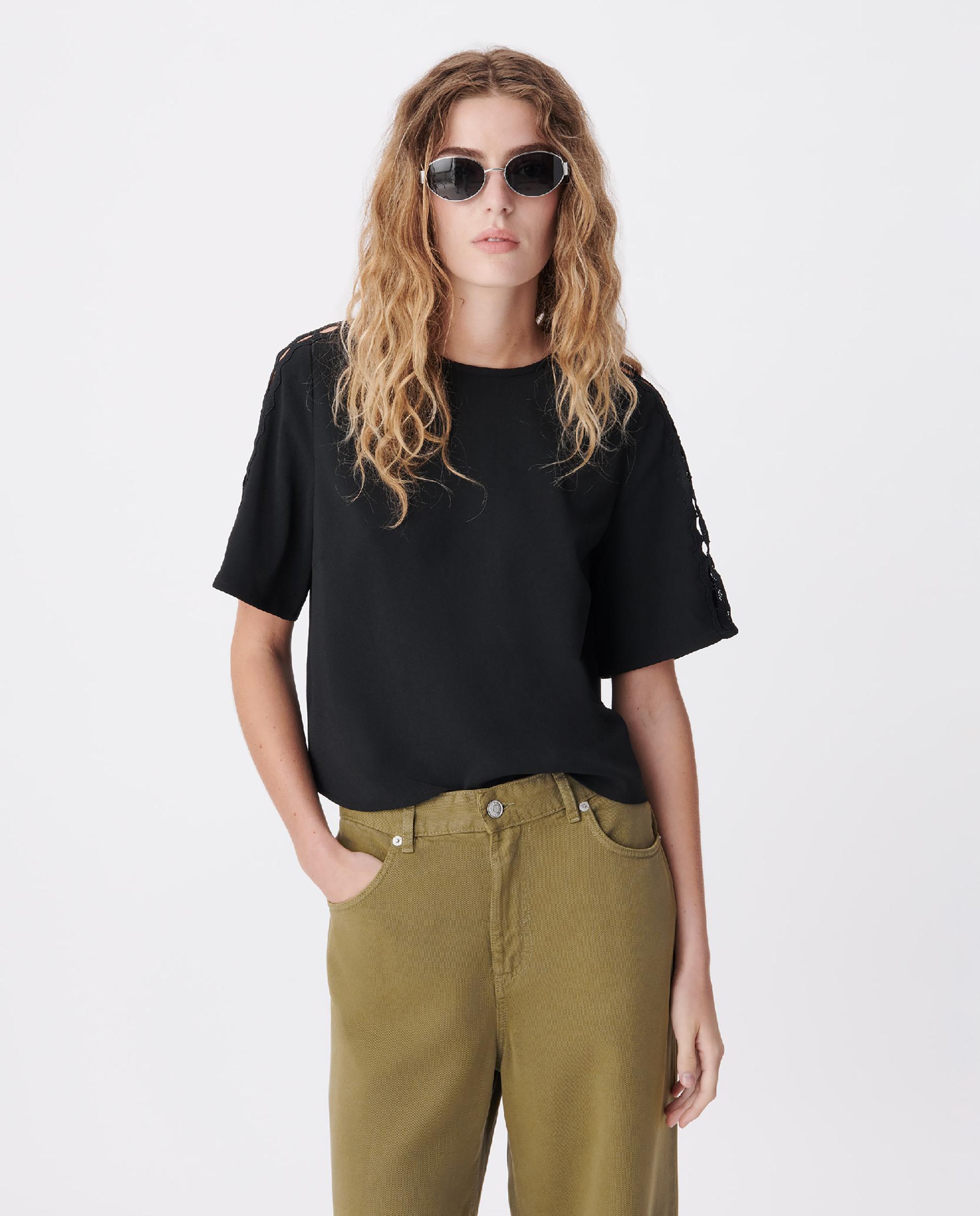 Imagen 1 de Top de mujer fluido con detalle de encaje - IKKS - Negro Negro