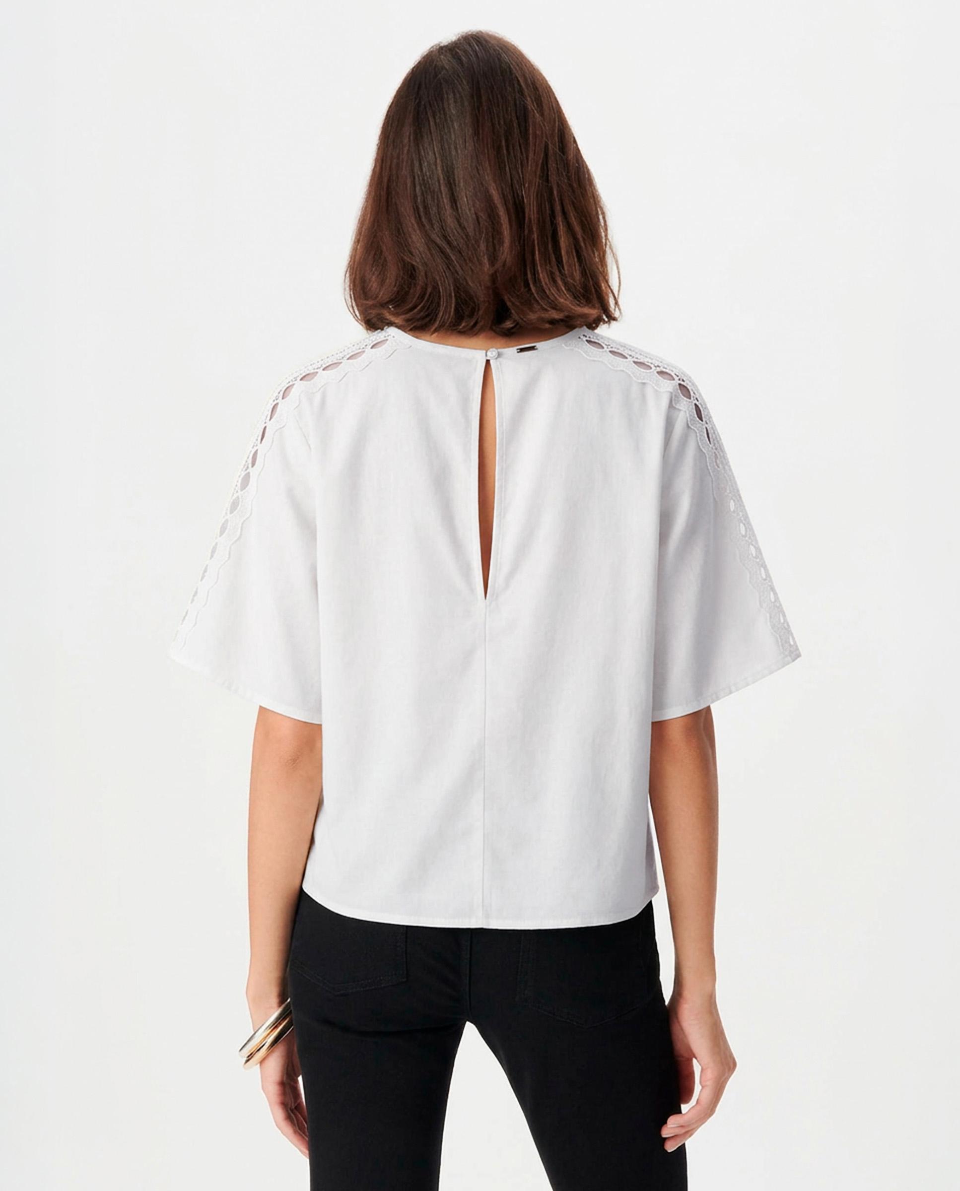 Imagen 3 de Top de mujer fluido con detalle de encaje - IKKS - Blanco roto Blanco roto