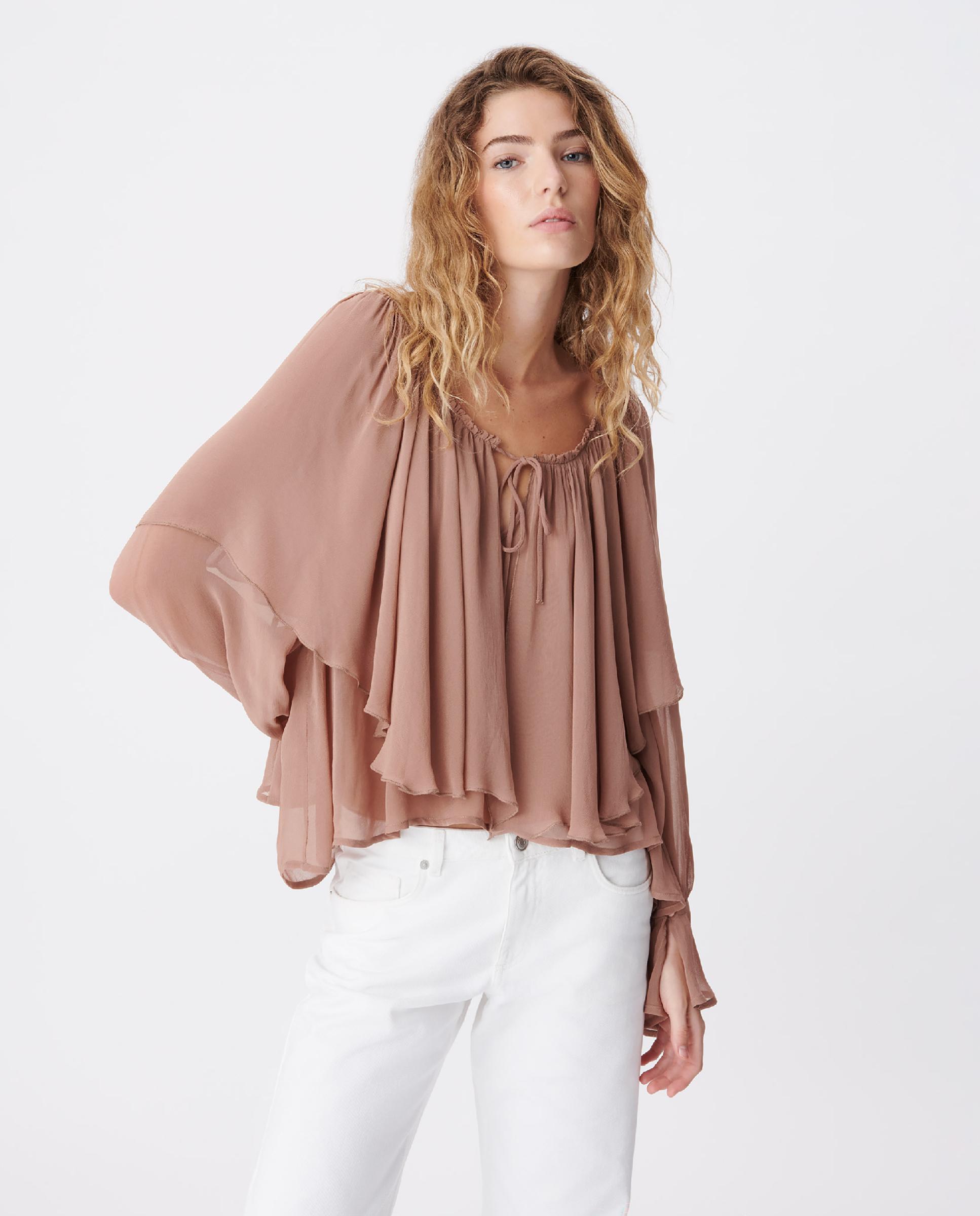 Blusa de mujer fluida con volantes anchos - IKKS - Maquillaje Maquillaje-2