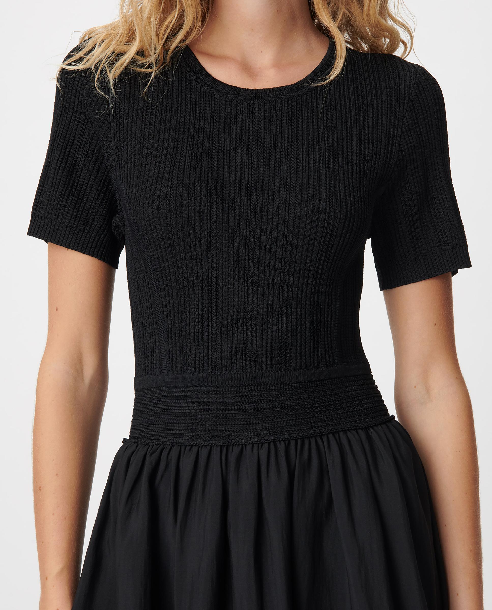 Vestido largo combinado en dos tejidos - IKKS - Negro Negro-4