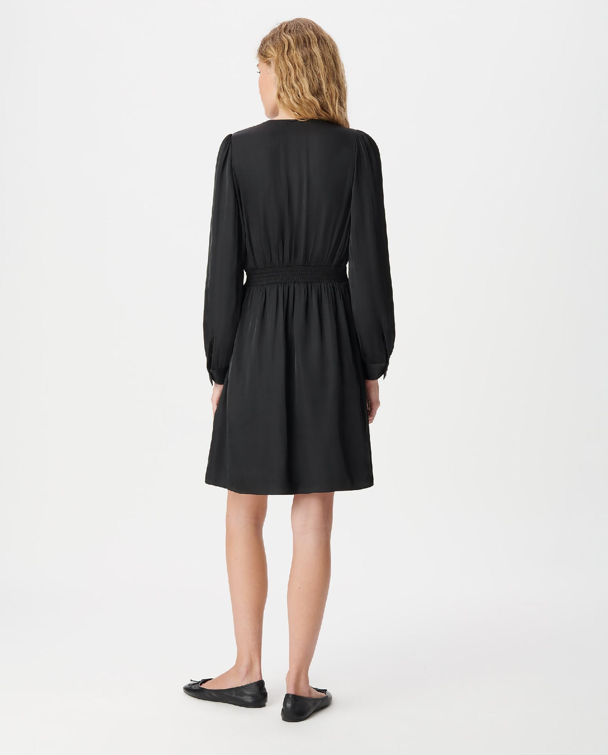 Vestido corto de satén con botones pequeños - IKKS - Negro Negro-3