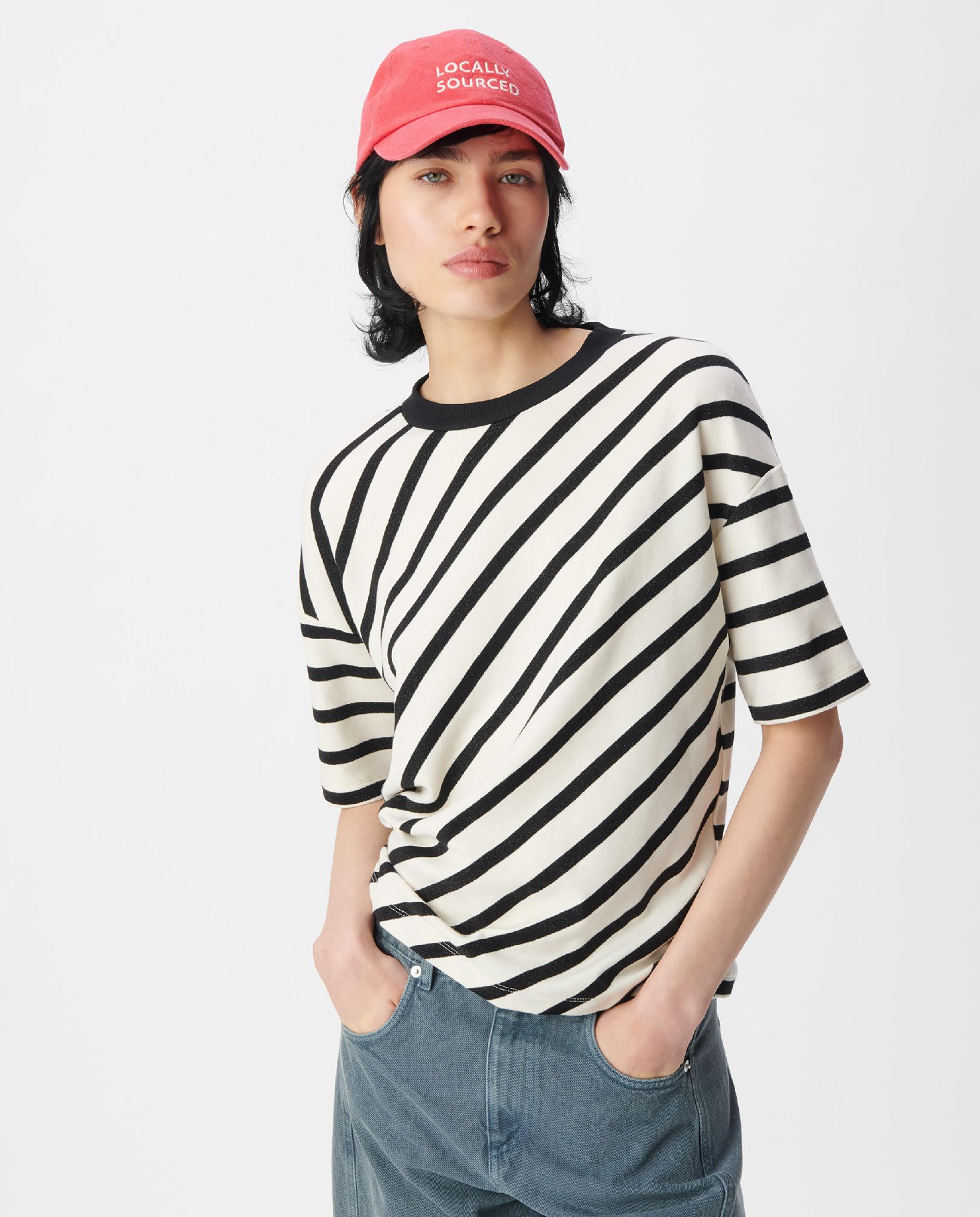IKKS - Camiseta de mujer con estampado de rayas de lurex.