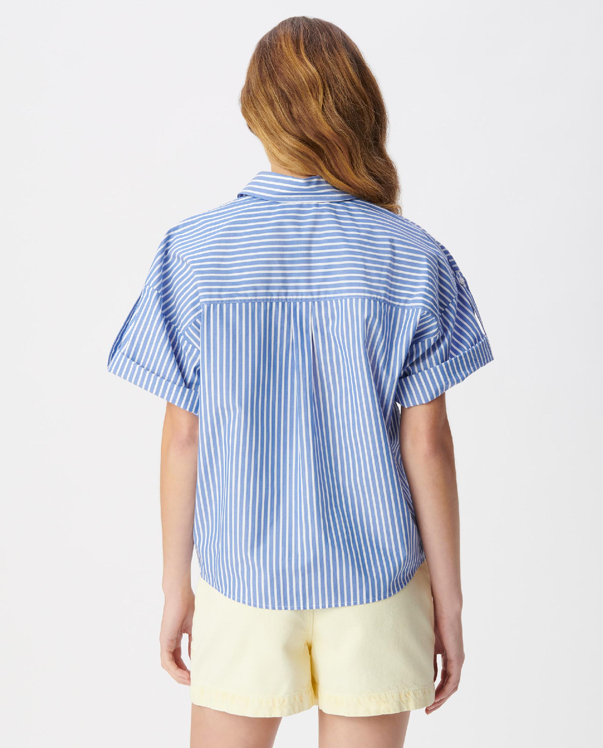 Camisa de mujer de rayas con nudo frontal - IKKS - Azul Azul-3