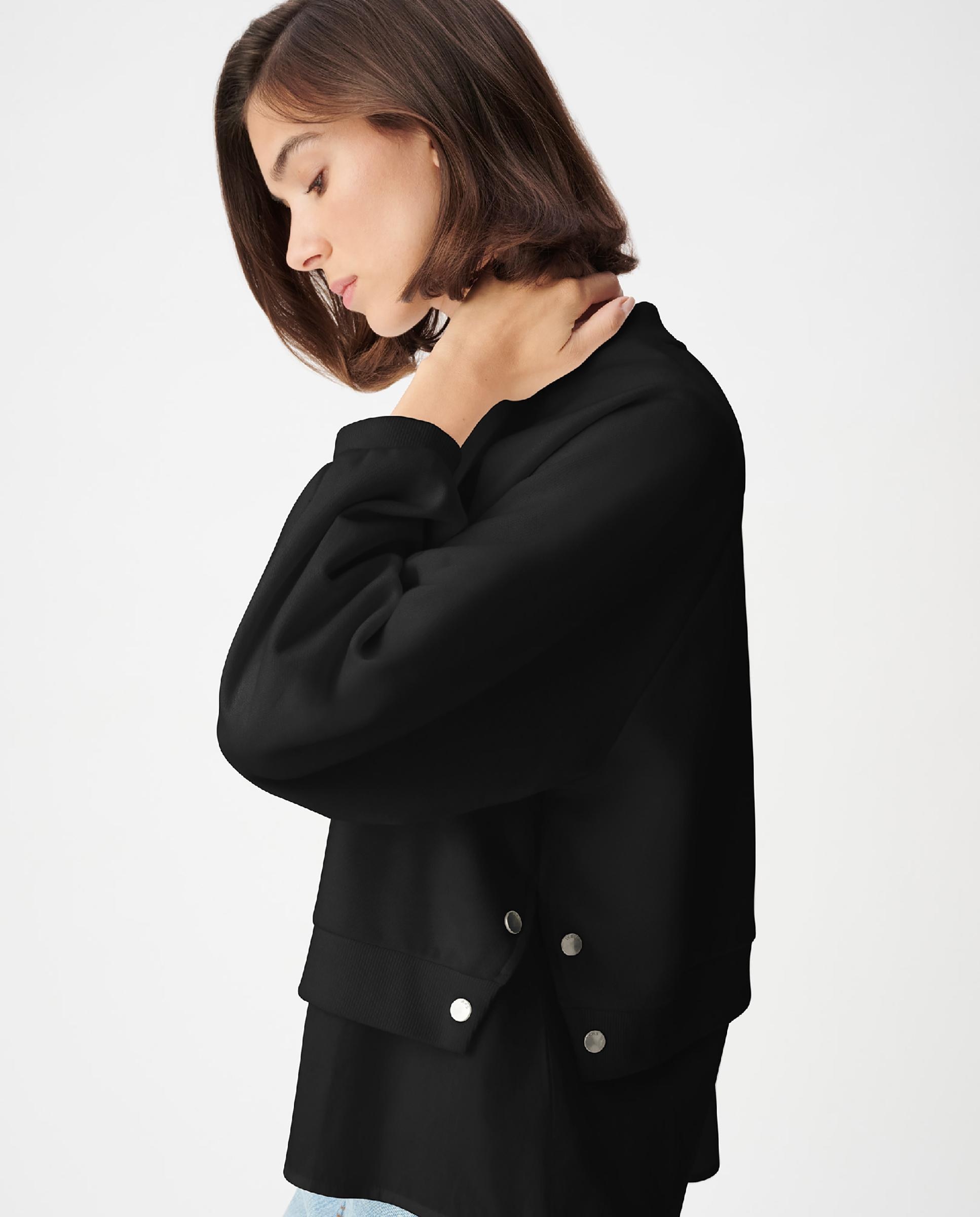 Sudadera de mujer bimateria trampantojo - IKKS - Negro Negro-4